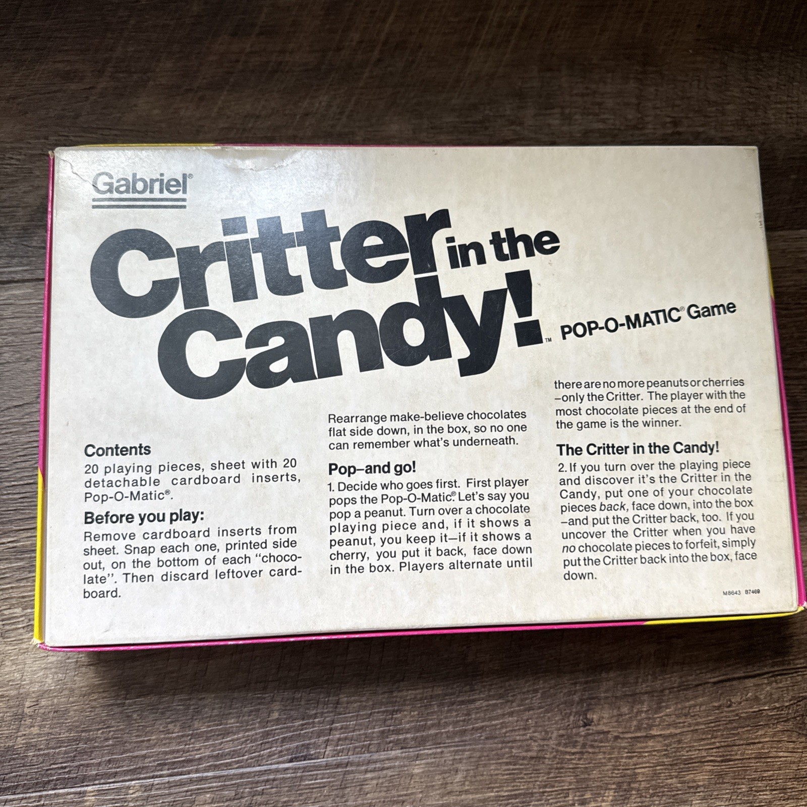 Vintage 1978 Critter In The Candy Game. COMPLETE Gabriel