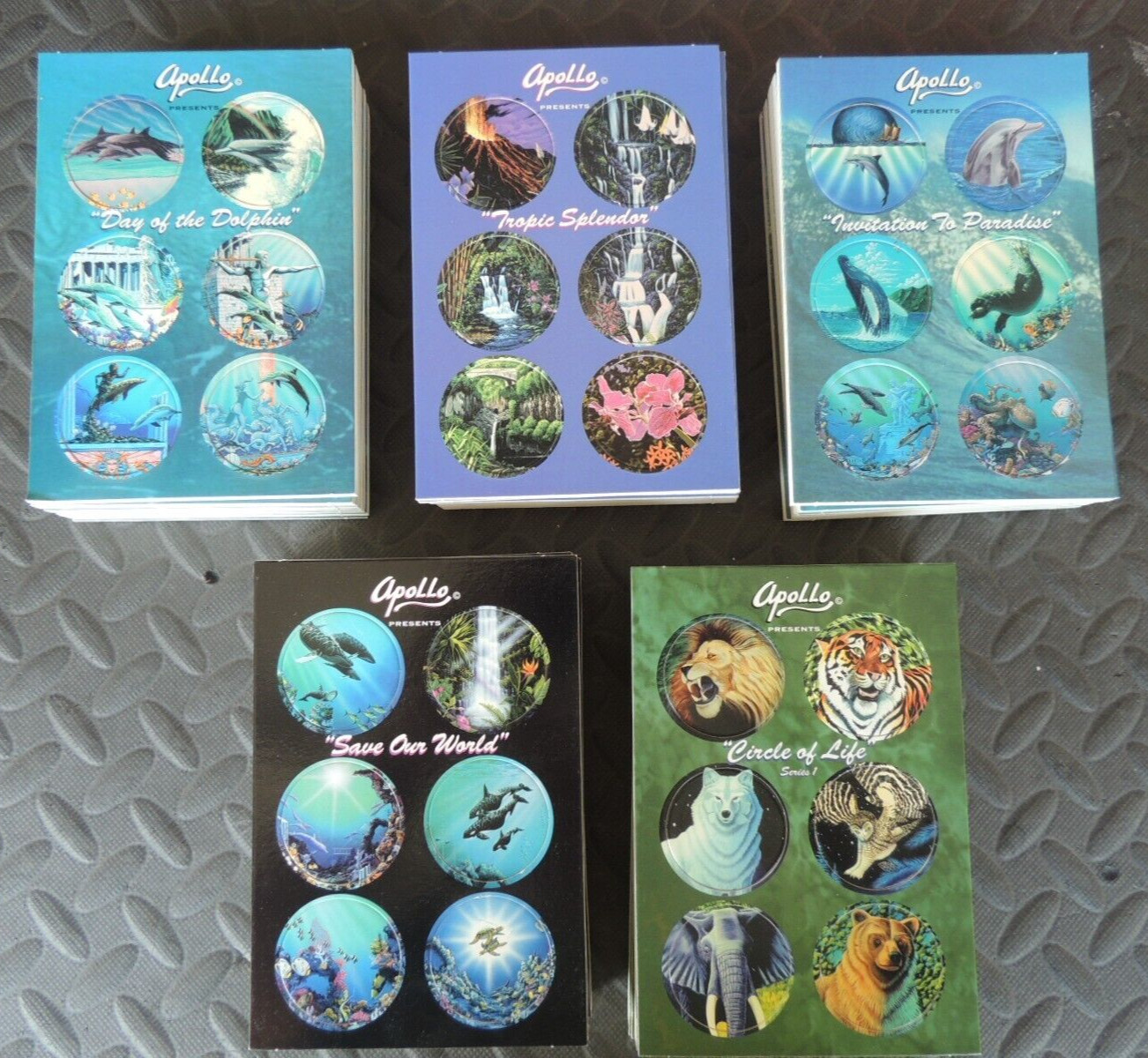APOLLO ARTIST POGS MILK CAPS BULK LOT OF 10 SETS OF 5 DIFFERENT 50 BOARDS TOTAL