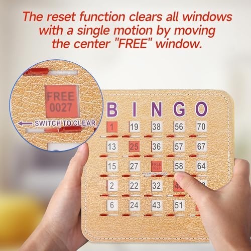 10-Pack Reusable Bingo Cards – 5-Ply Stitched, Quick-Clear Sliding Windows