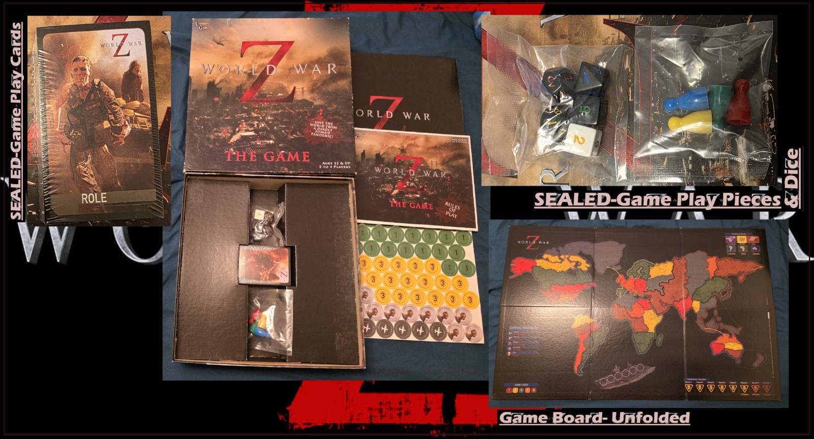 University Games World War Z The Board Game Zombies All Parts Bagged/Sealed