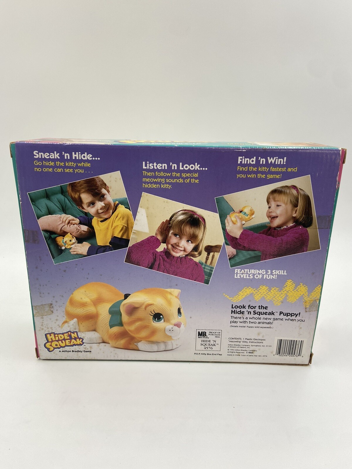 Vintage 1994 Milton Bradley Hide N Squeak Kitty Cat Game CIB Complete in Box