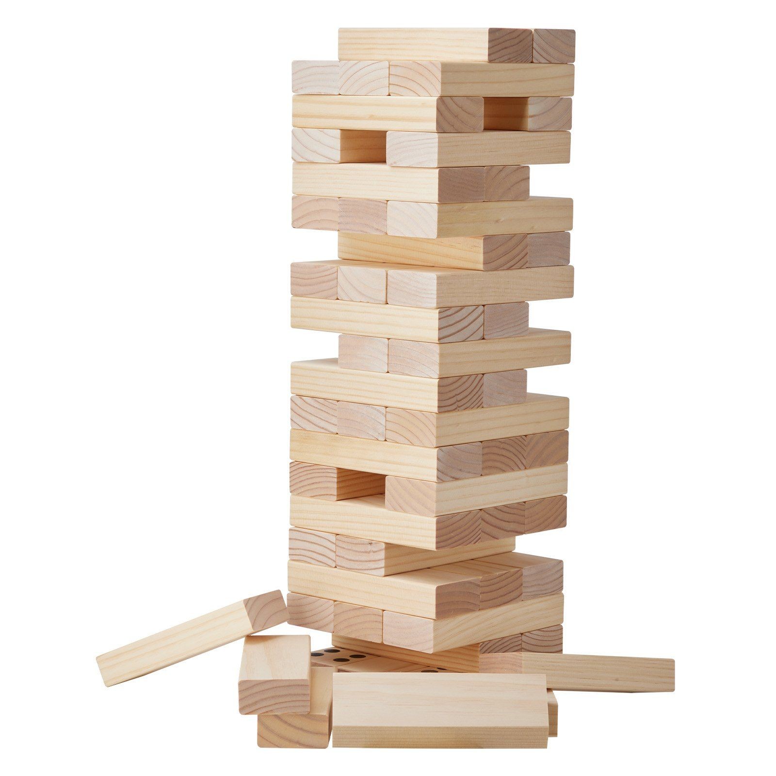Outdoor Wooden Tower Game 60 Blocks 7.1×2.4×1.2in w/Carry Bag & Domino Markings