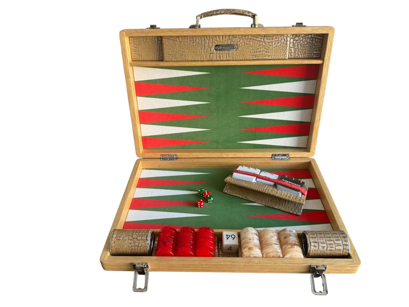 Limba WOOD, Travel Size Backgammon Set&12mm Polyester Checkers Very Light