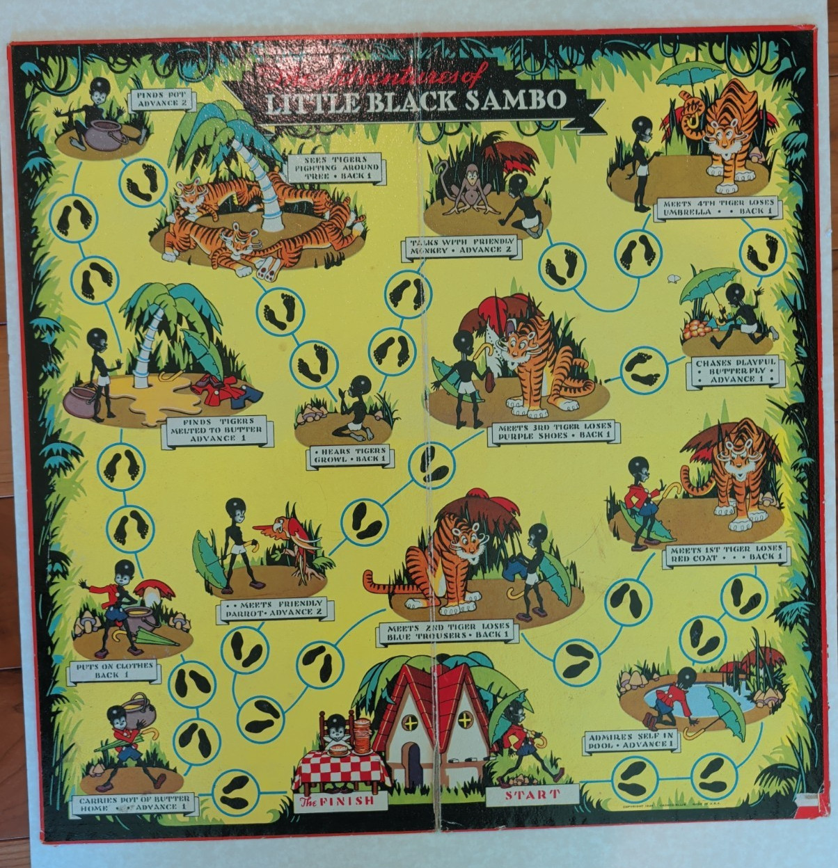 Adventures of Little Black Sambo 1945 Board Game BOARD ONLY Cadaco Ellis USA