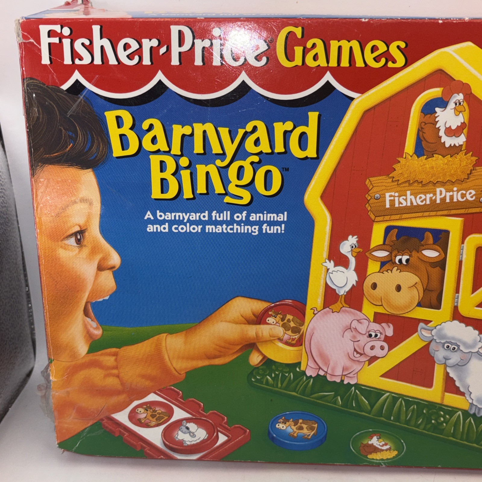 Vintage Fisher Price Barnyard Bingo Board Game 1994 Animal Matching Toy Boxed