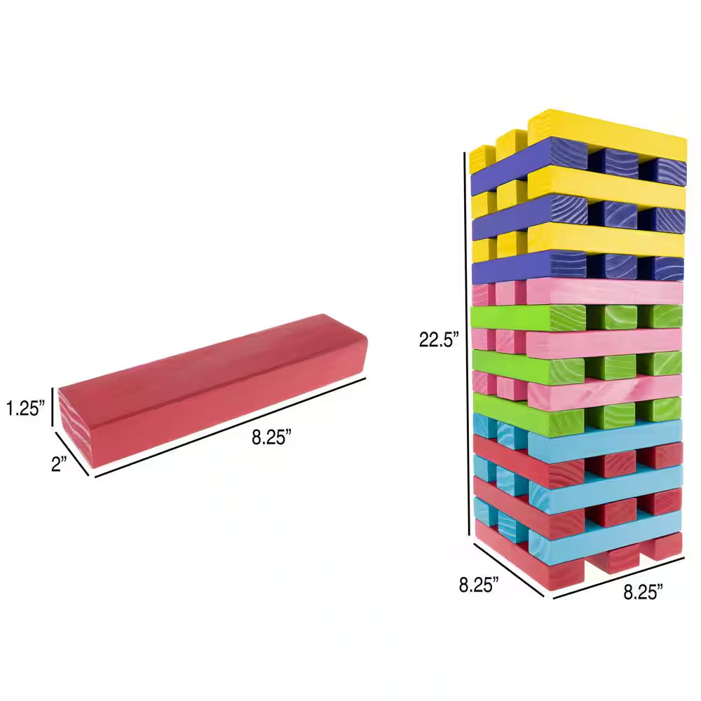 Nontraditional Giant Wooden Rainbow Blocks Tower Stacking Game