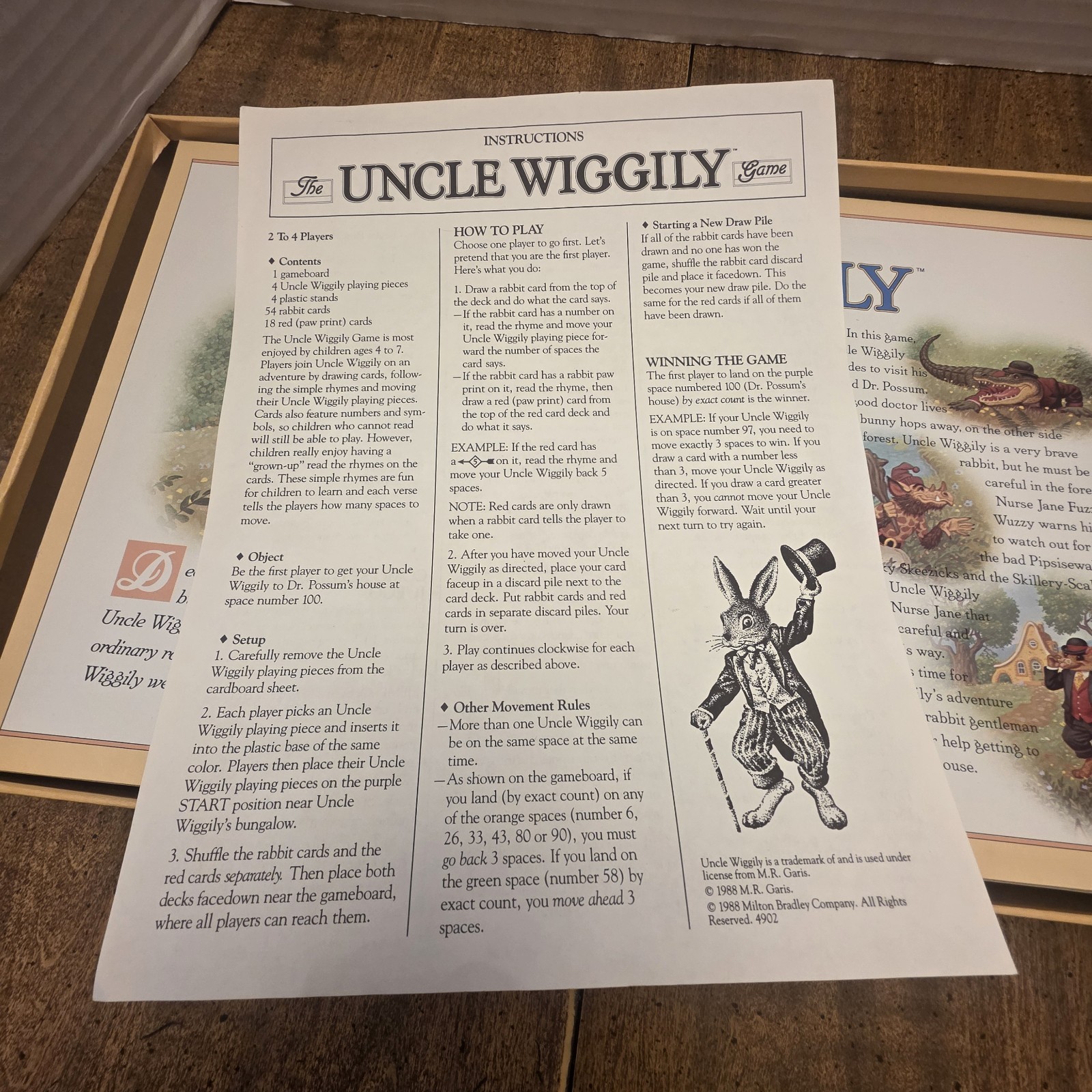 Vintage Uncle Wiggly Board Game – Milton Bradley – 1988 – 100% Complete