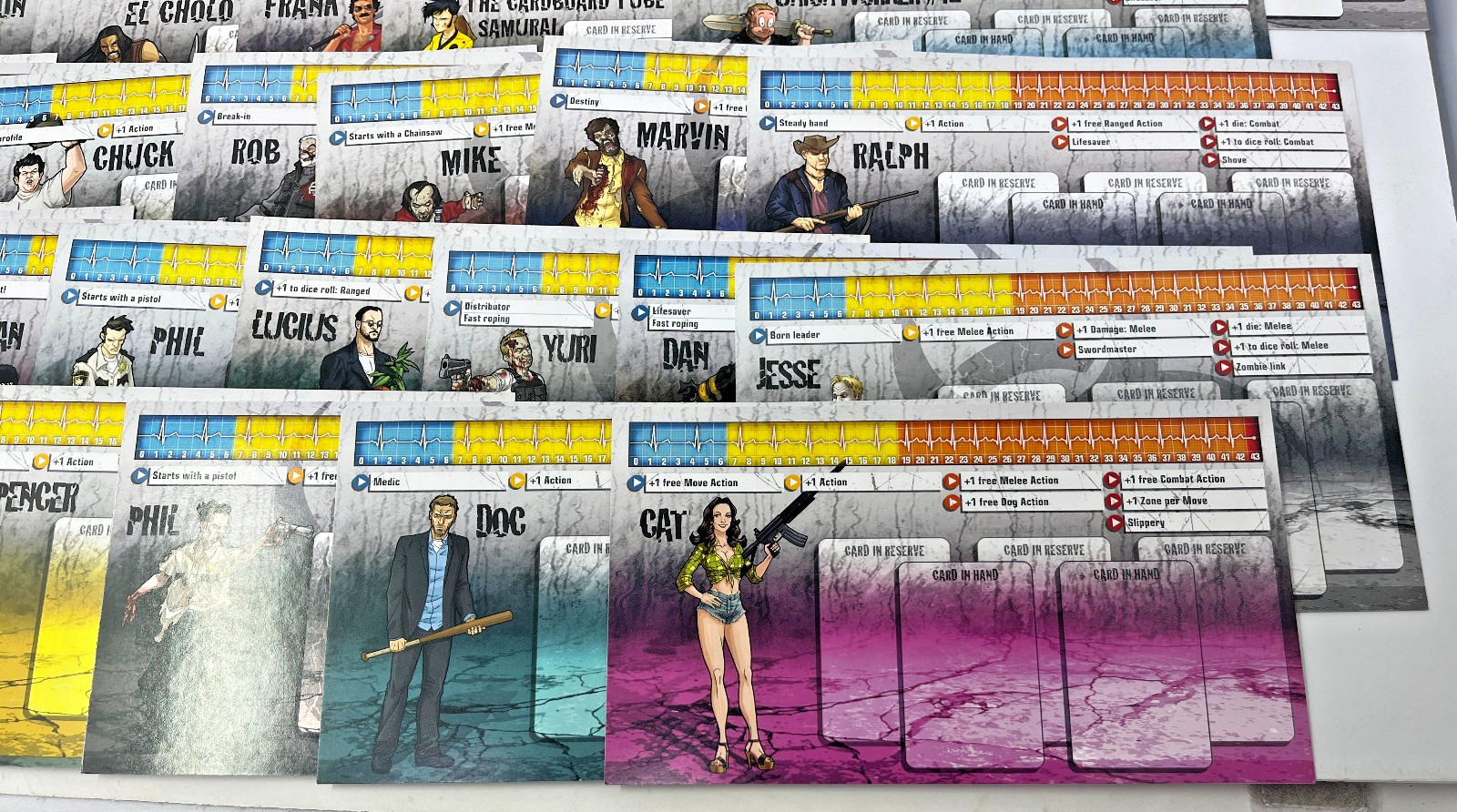 HUGE LOT OF 52 ZOMBICIDE CHARACTER DASHBOARDS -LOTS of 1 st EDITIONS!