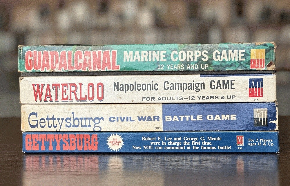 Lot of 4 Avalon Hill: Waterloo (1962)~Gettysburg (1964+1988); Gudalcanal (1966)