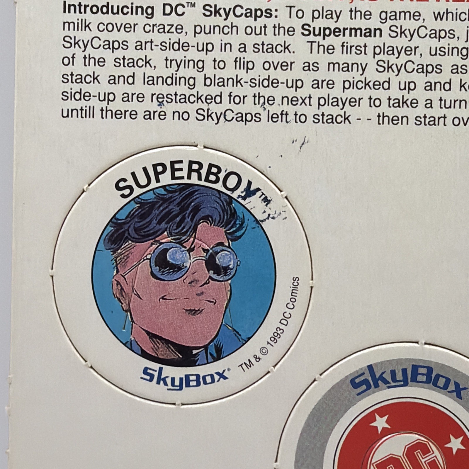 1993 Skybox SkyCaps DC Comics Promo Sheet | Superman UNPUNCHED POGS See Pics
