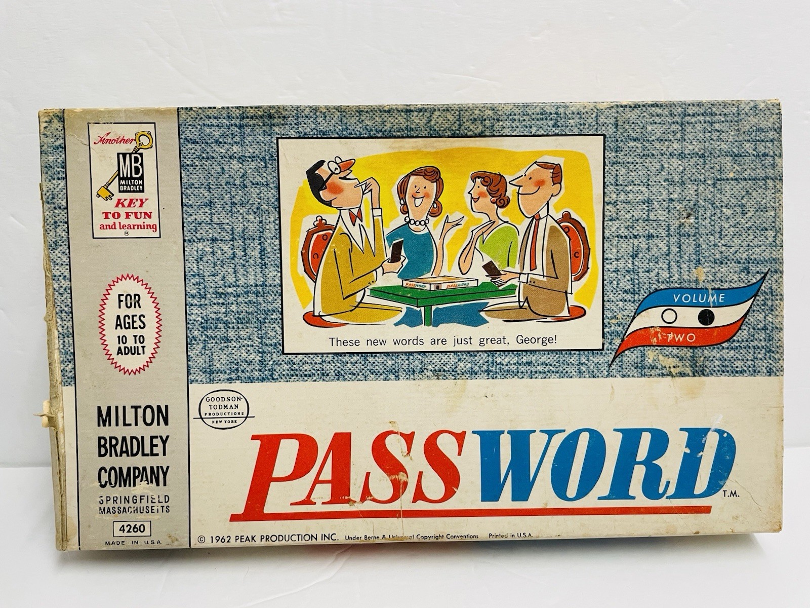 Vintage 1962 Password Board Game MB BLUE Box Edition Vol 2 #4260 Complete