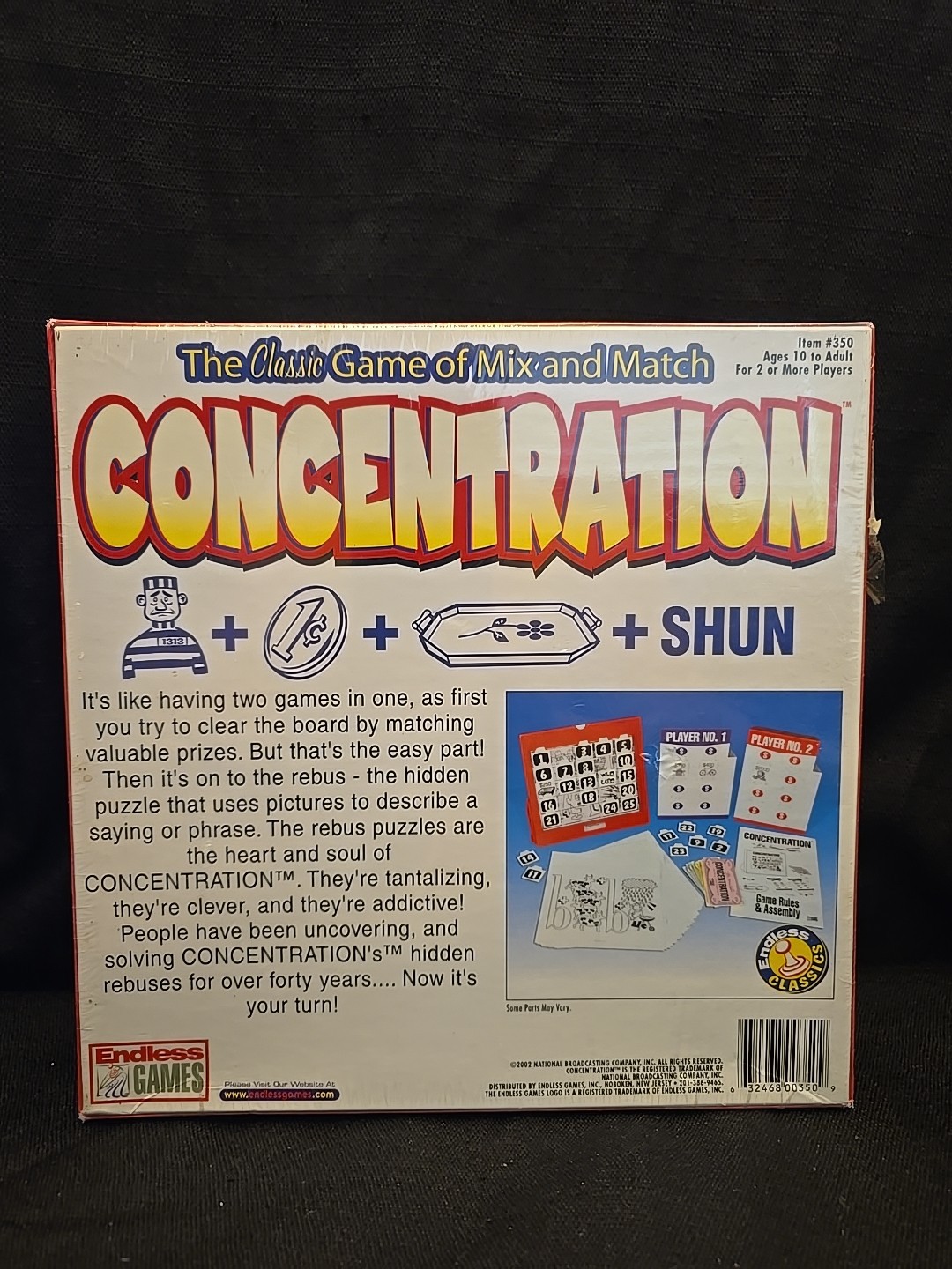 New And Sealed CONCENTRATION Board Game 2002 Classic Game Of Mix & Match