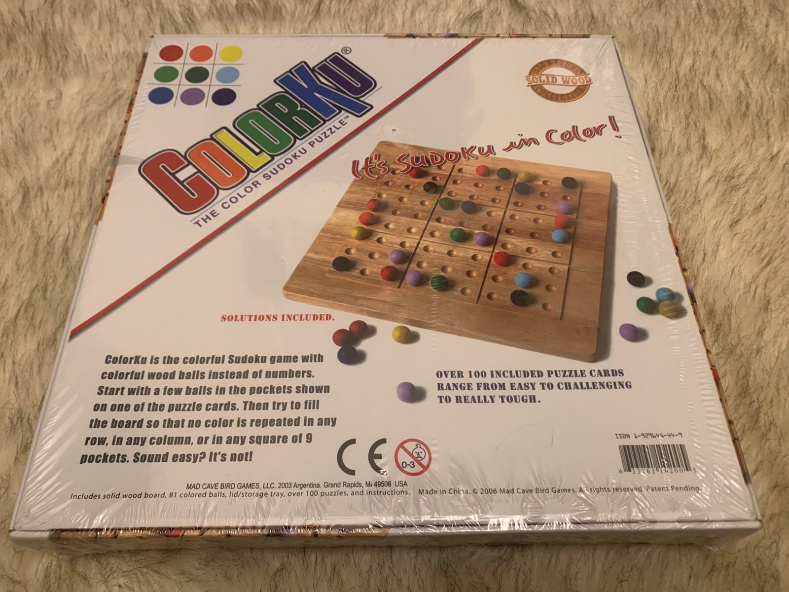 NEW SEALED COLORKU Wooden Color Marble Sudoku Puzzle Board Game