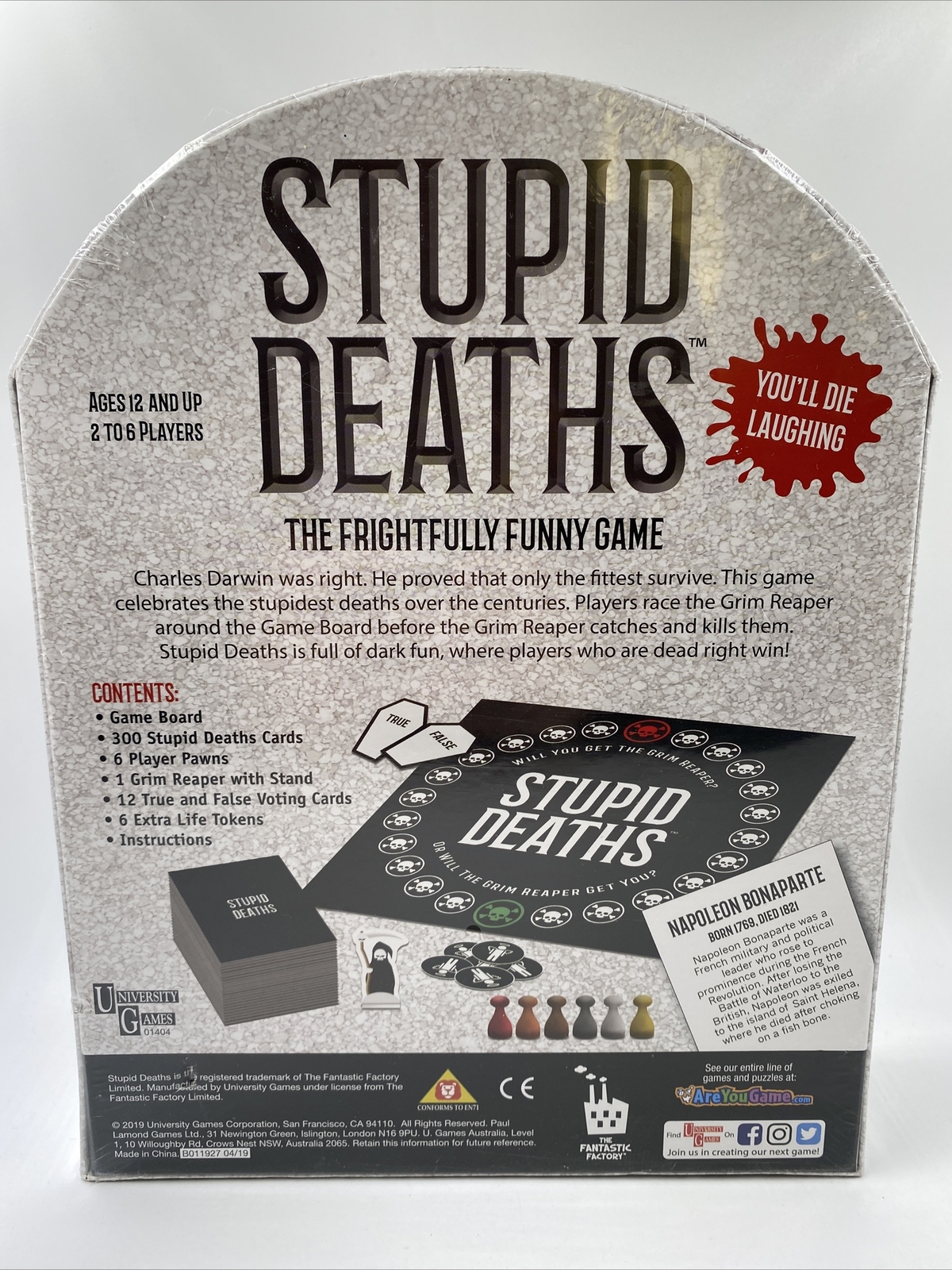 Stupid Deaths Board Game 12 And Up 2 To 6 Players University Games Very Funny