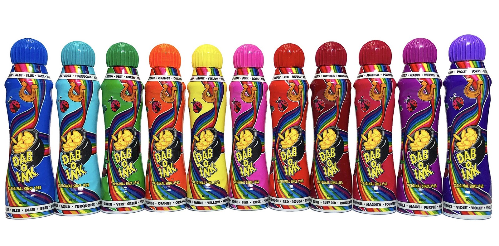 DAB-O-INK 4oz Bingo Daubers – Mixed Colors – 12ct