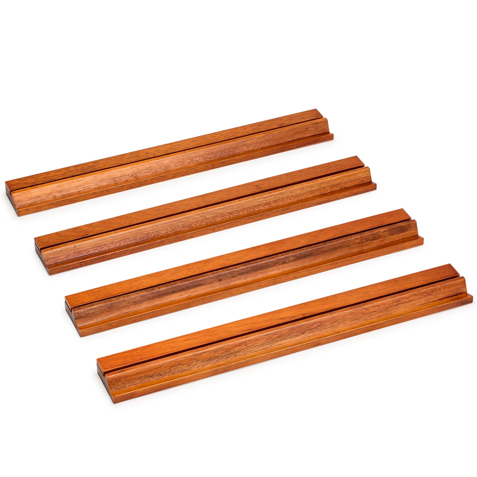Classic Chestnut Color Wooden Mahjong Game Racks with Pushers, 18″ – Set of 4