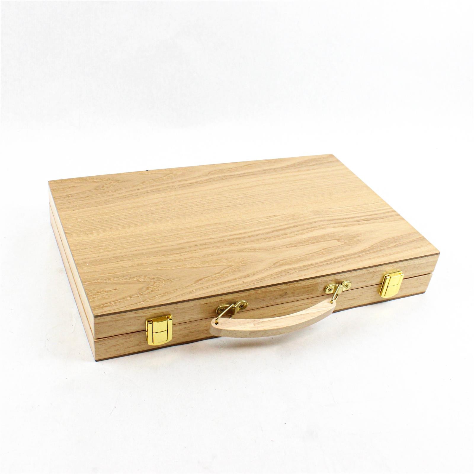 Portable Backgammon Board Game in Wooden Case With Dice Complete 2016