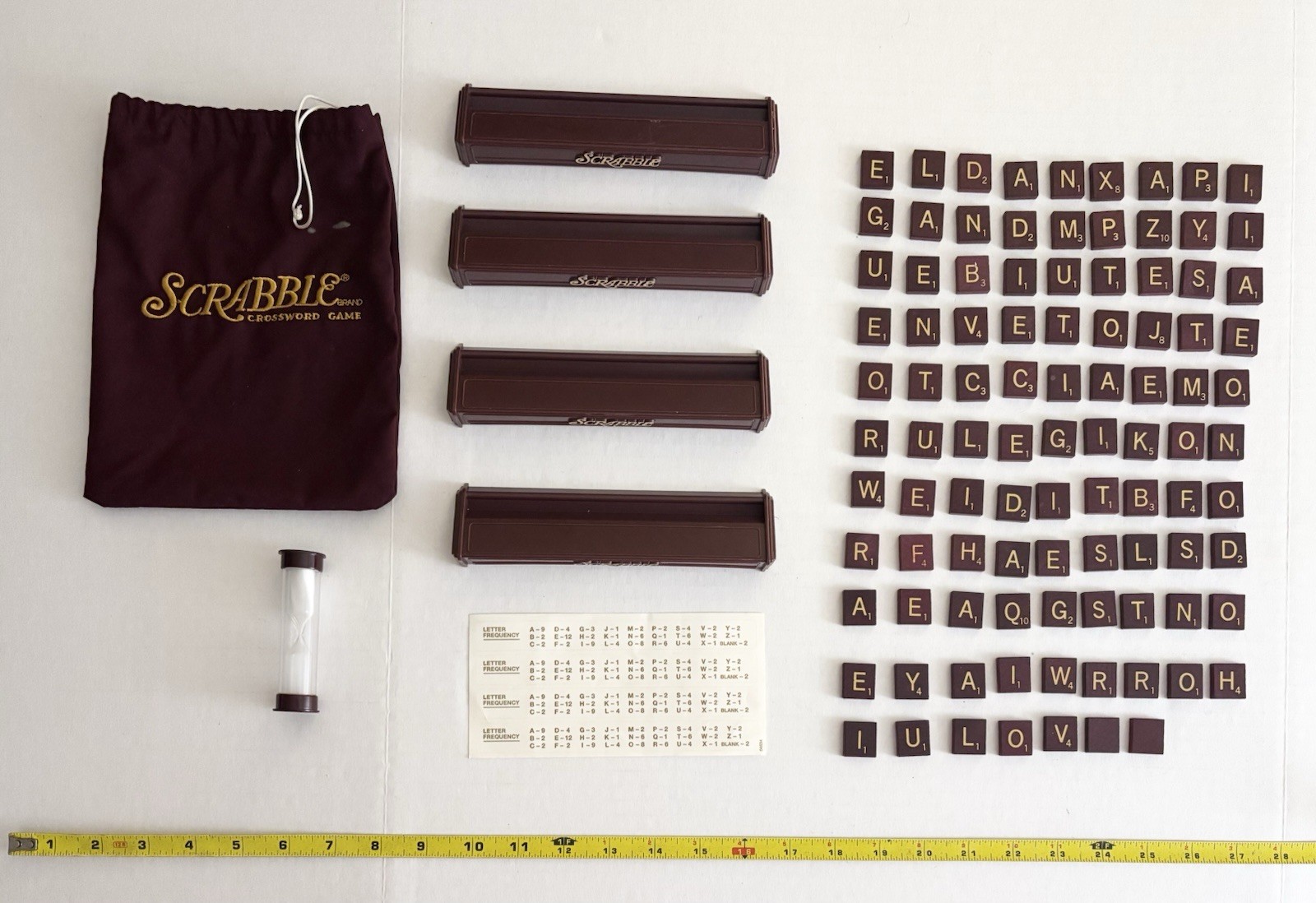 Scrabble Deluxe Crossword Tile Game 97 Pieces & Accessories Parts Lot Fast S/H