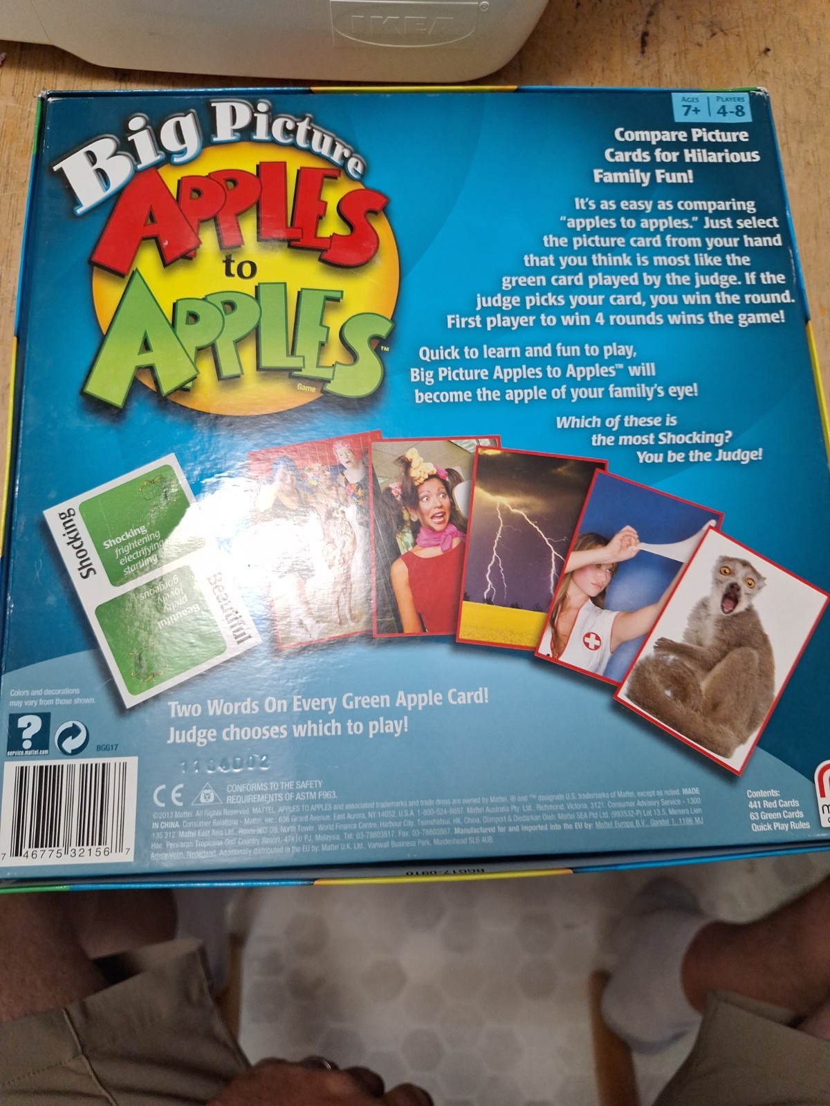 Apples to Apples Big Picture Game Mattel 2013 BGG17 Cards Family Party Complete