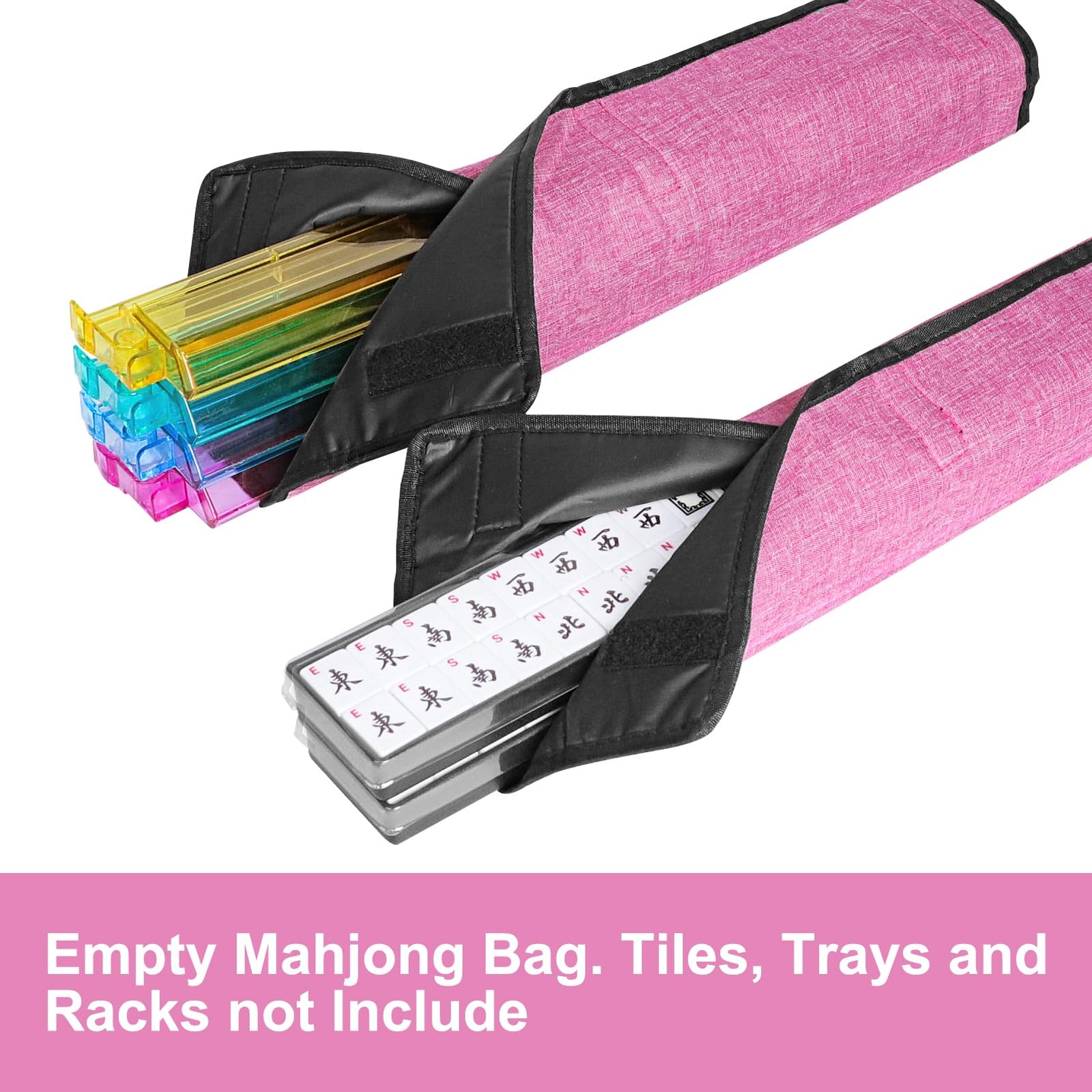 Empty Mahjong Bag, Pink Mah-jongg Carrying Bag with Two Wrappers for American…