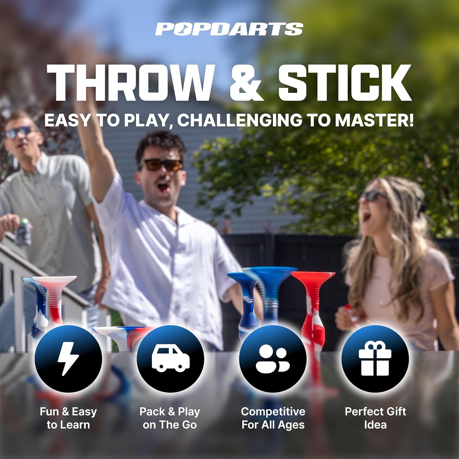 Compact Red & Black Popdarts Set – Exciting Indoor/Outdoor Game for 2-4 Players