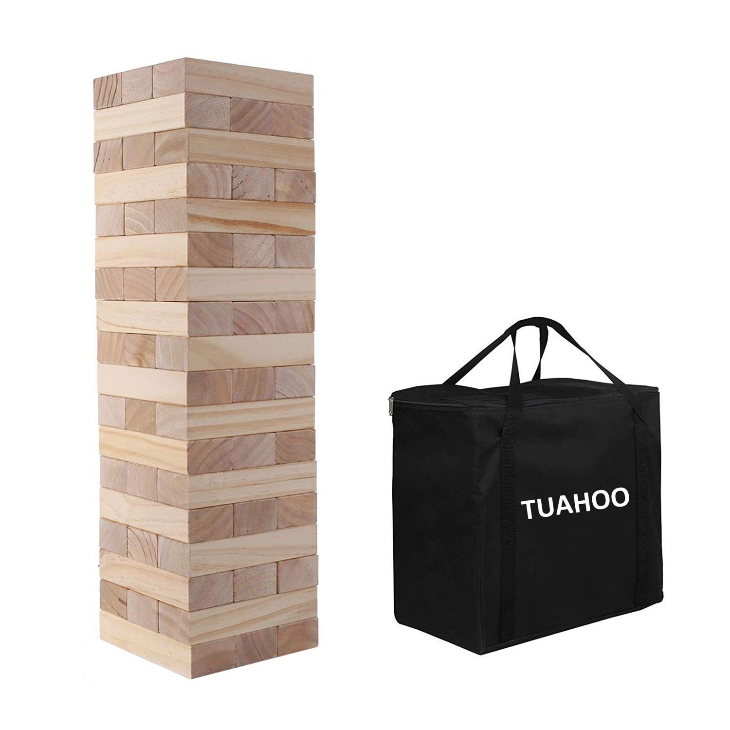 Outdoor Game Giant Tumble Tower (Stacks to 4+ Feet), Jumbo Tumbling Timber, 5…