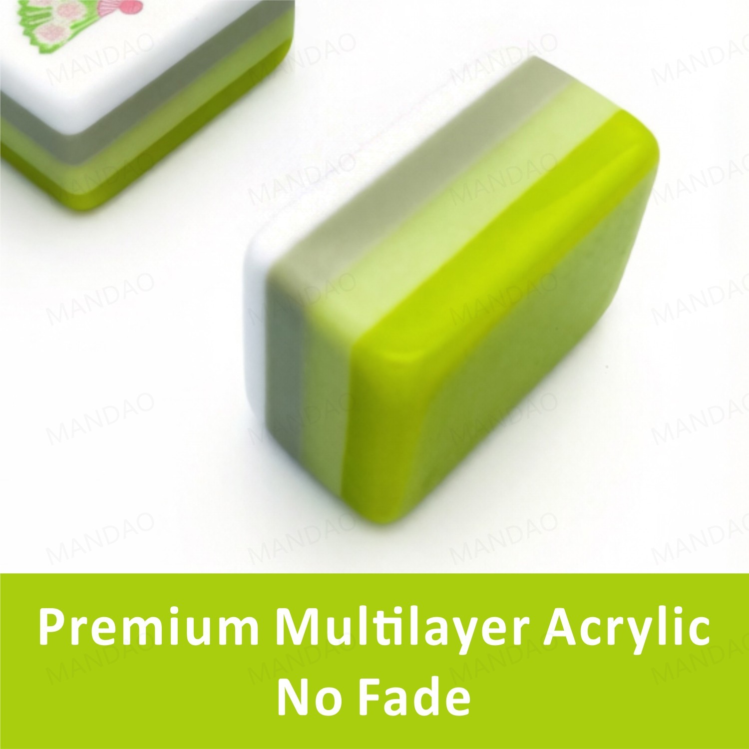 New! Vibrant Layered Mahjong Tiles – Full American Set 160 Tiles – Apple Green