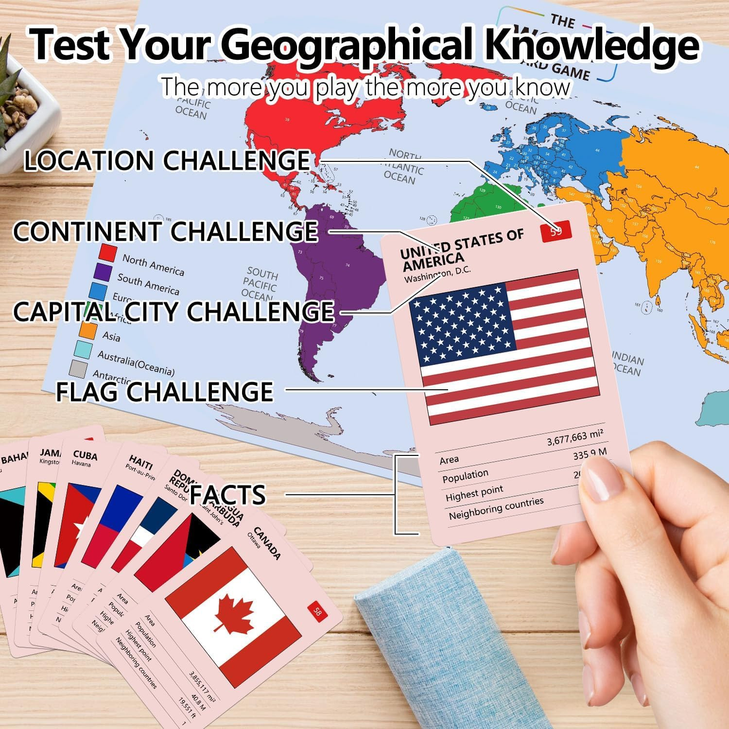 The World Card Game – World Flags Flashcards – Geography Board Game with World