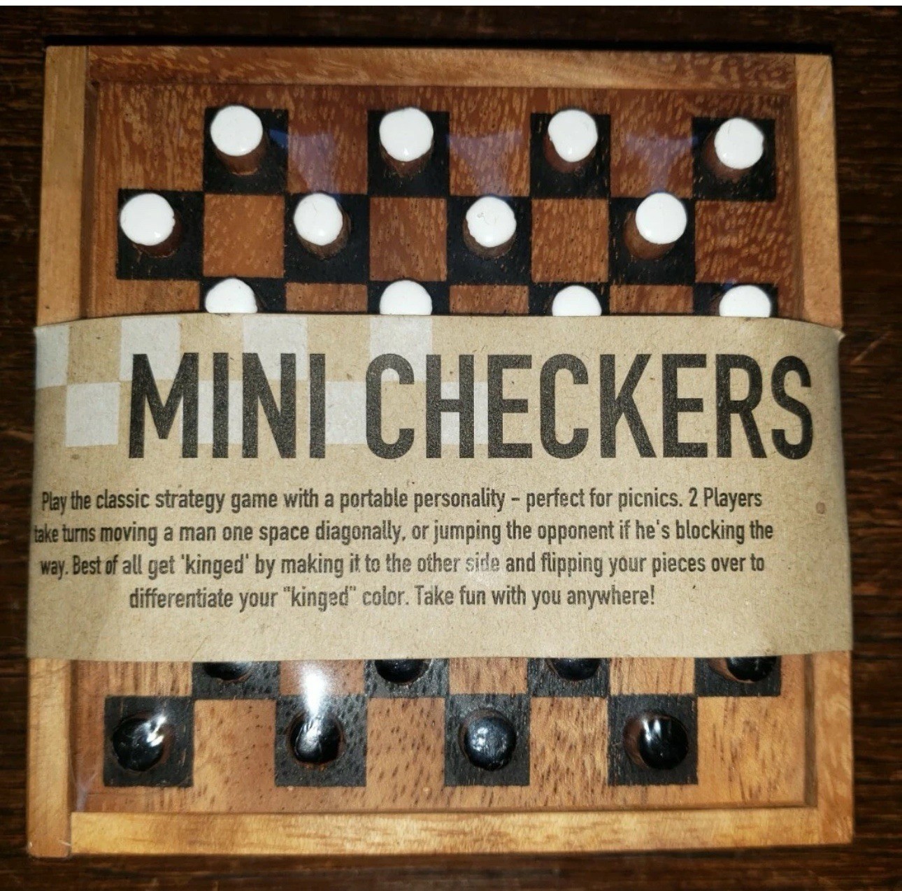 New !! Siam Mandalay Wooden Checker Game Mini Board Hand Crafted In Thailand