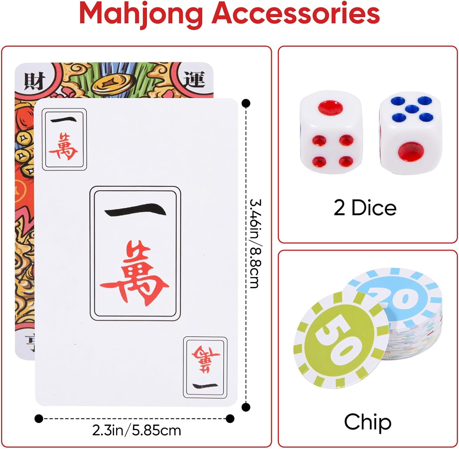 American Mahjong Card Game Set 144 Cards Dice Chips Instructions Travel Box
