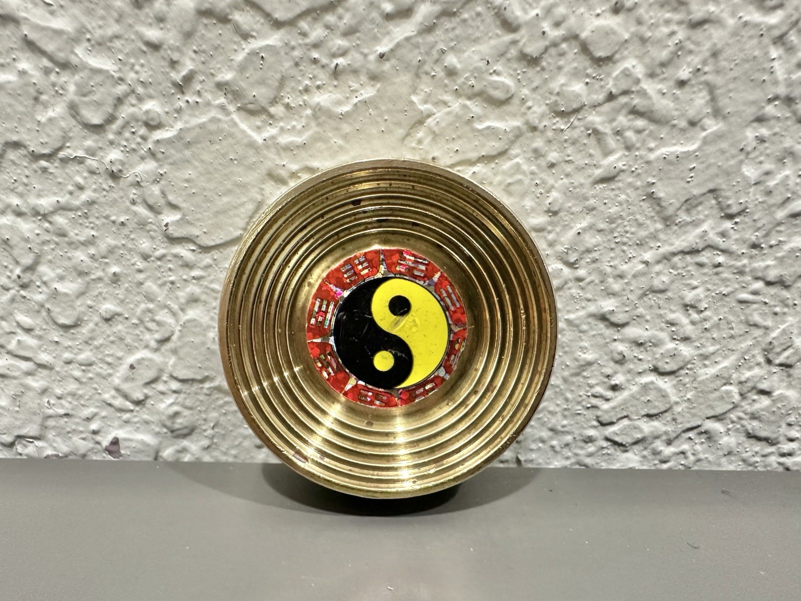 Vintage 90s Heavy Brass Metal Pog Slammer – Ying Yang- Thick – 3+ Oz