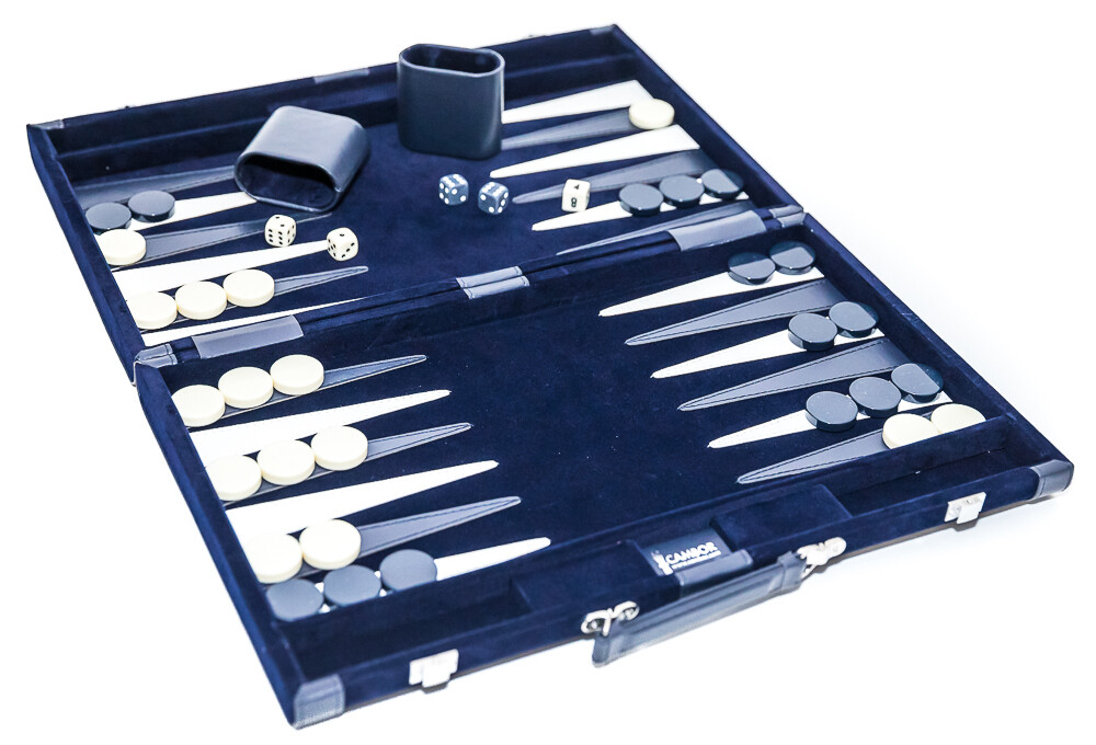 Designer Backgammon Set With 2 Dice Cups Dice Doubling Cube Blue Size 15″