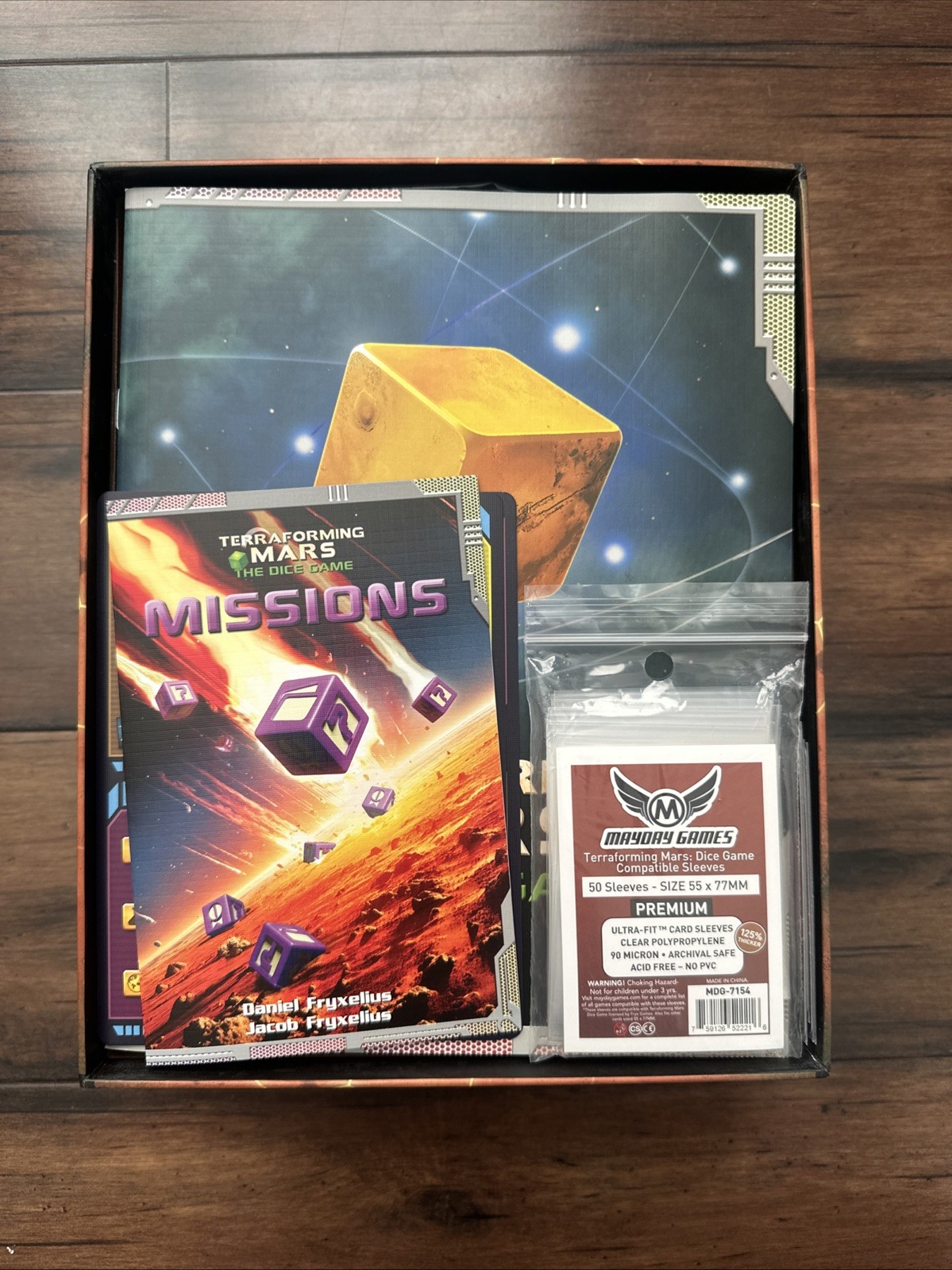 Terraforming Mars Dice Game w/ Missions Exp, Playmat, Sleeved Cards