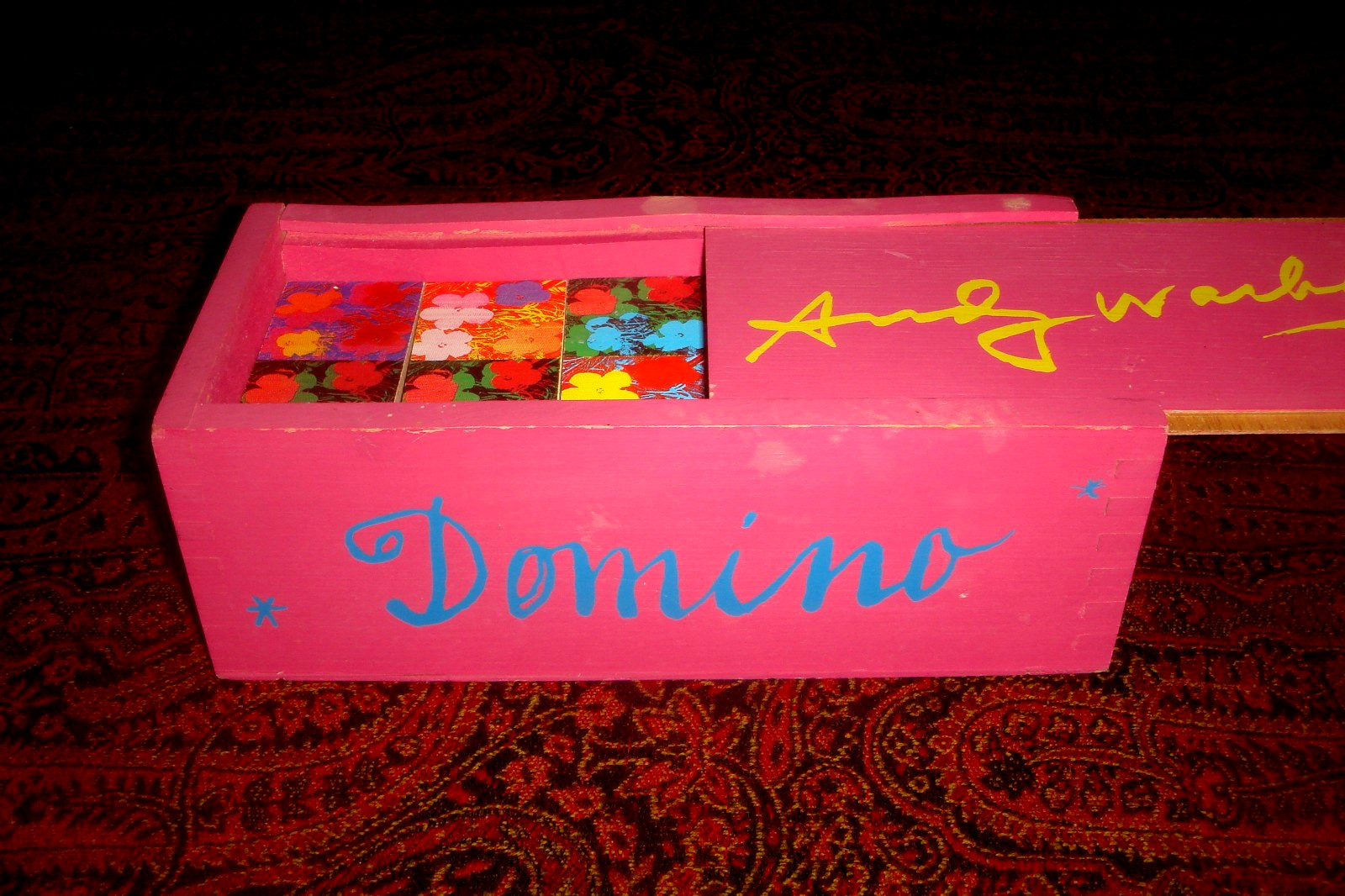 Rare ANDY WARHOL “Flowers” WOODEN DOMINO SET Gorgeous Art Color – Made in France