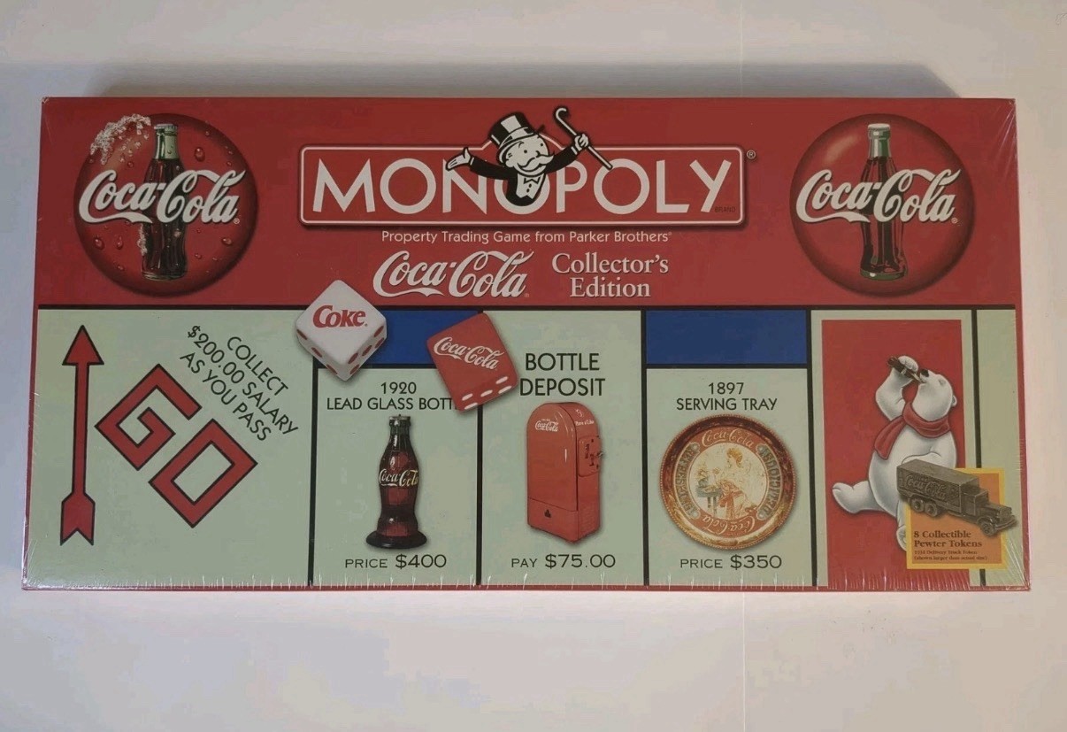 Monopoly Coca-Cola Collectors Edition Board Game Vintage 1999 Factory Sealed