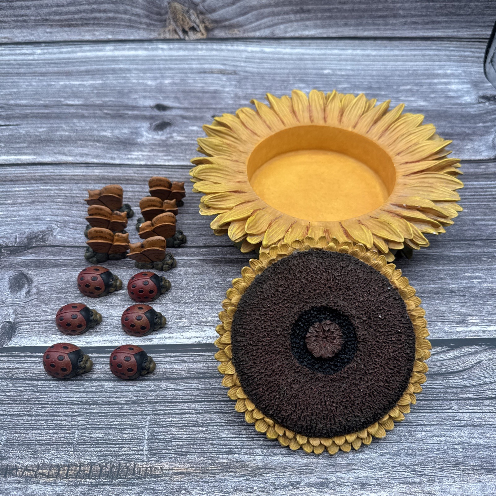 Vintage Van Gogh Sunflower Garden Tick Tac Toe Game Rare HTF Resin