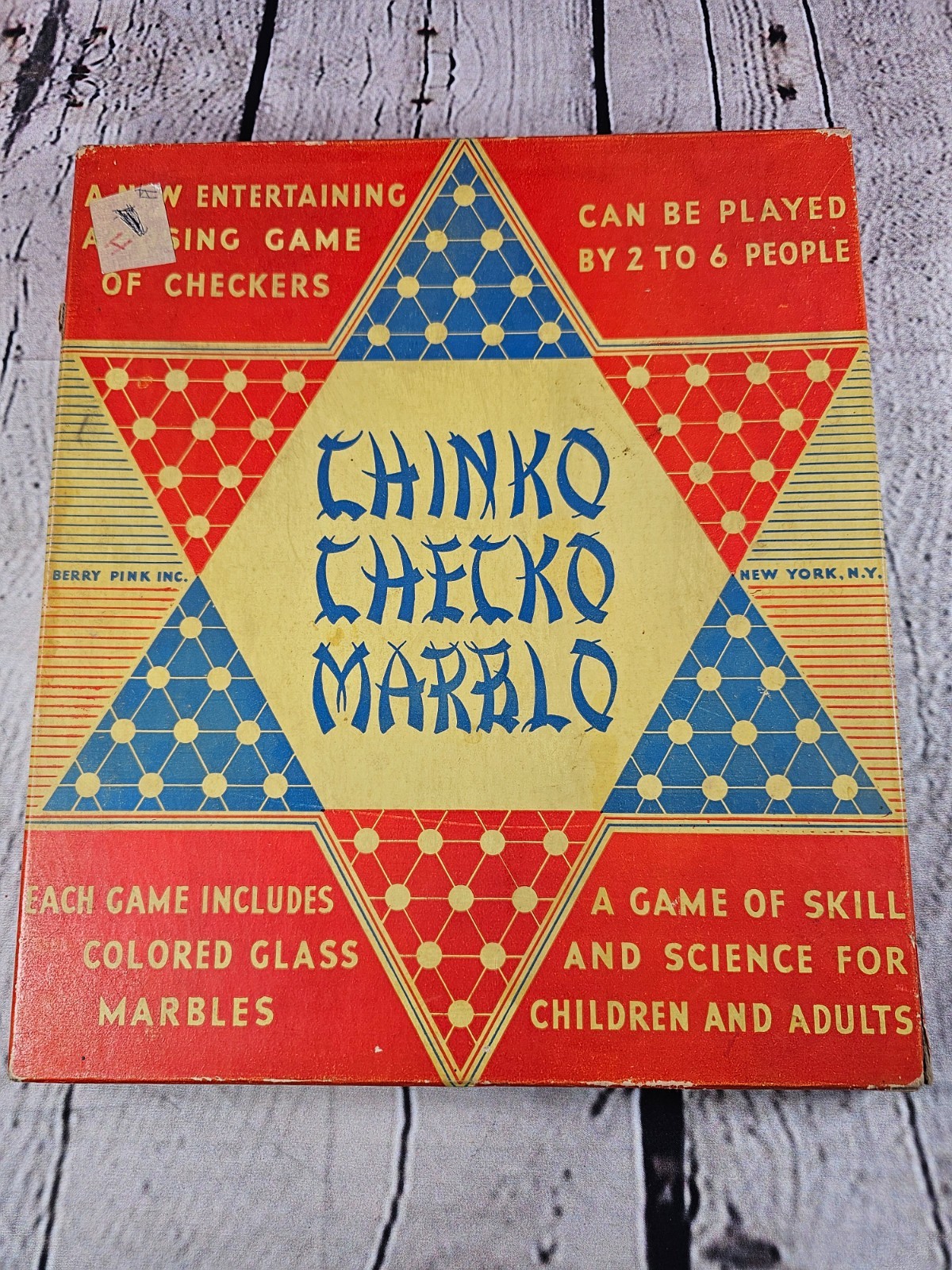Vintage 1930s Chinko Checko Marblo Game Berry Pink Inc Chinese Checkers Complete