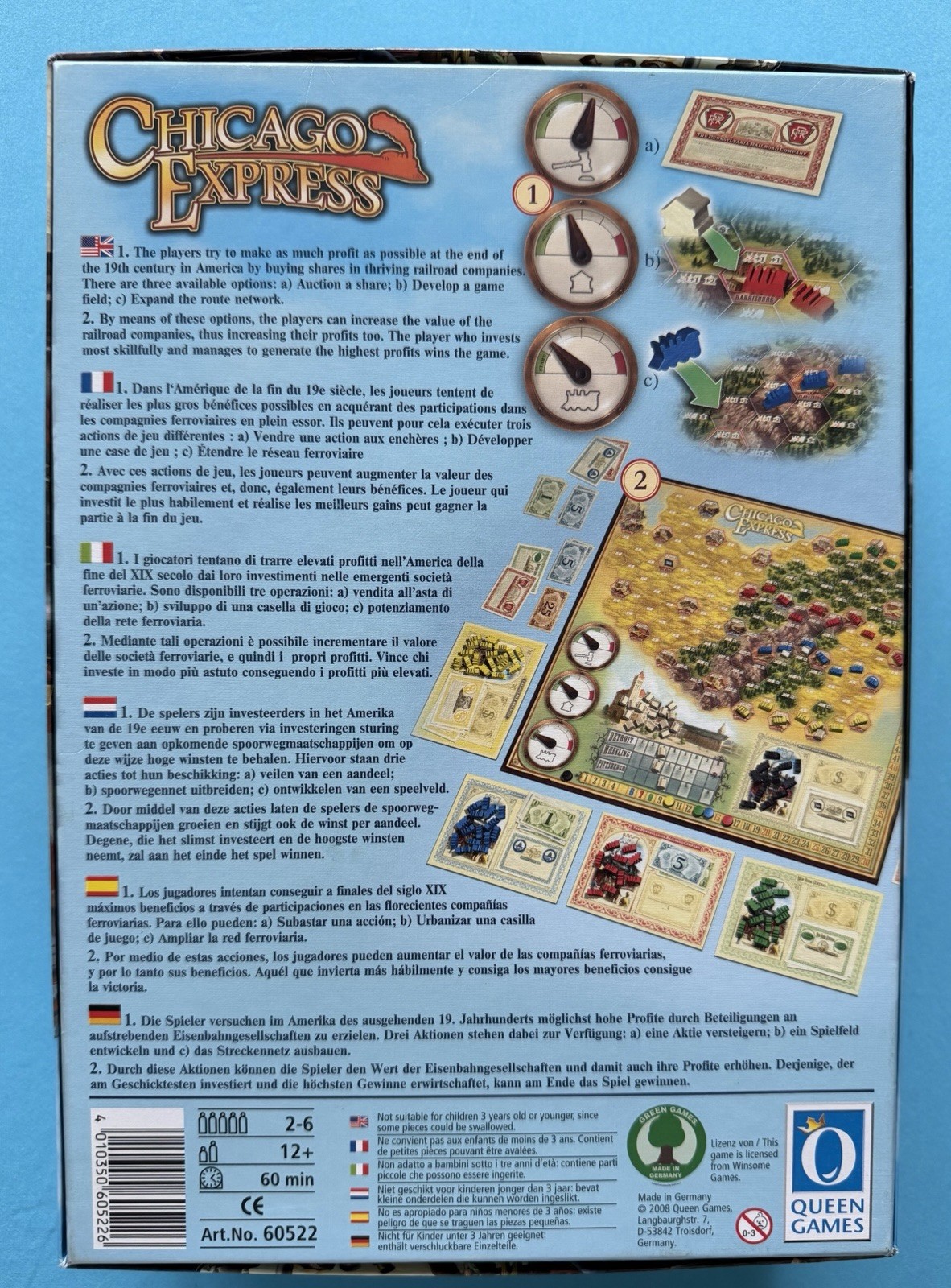 Chicago Express Board Game by Henry Wu Queen Games 2008, 100% Complete