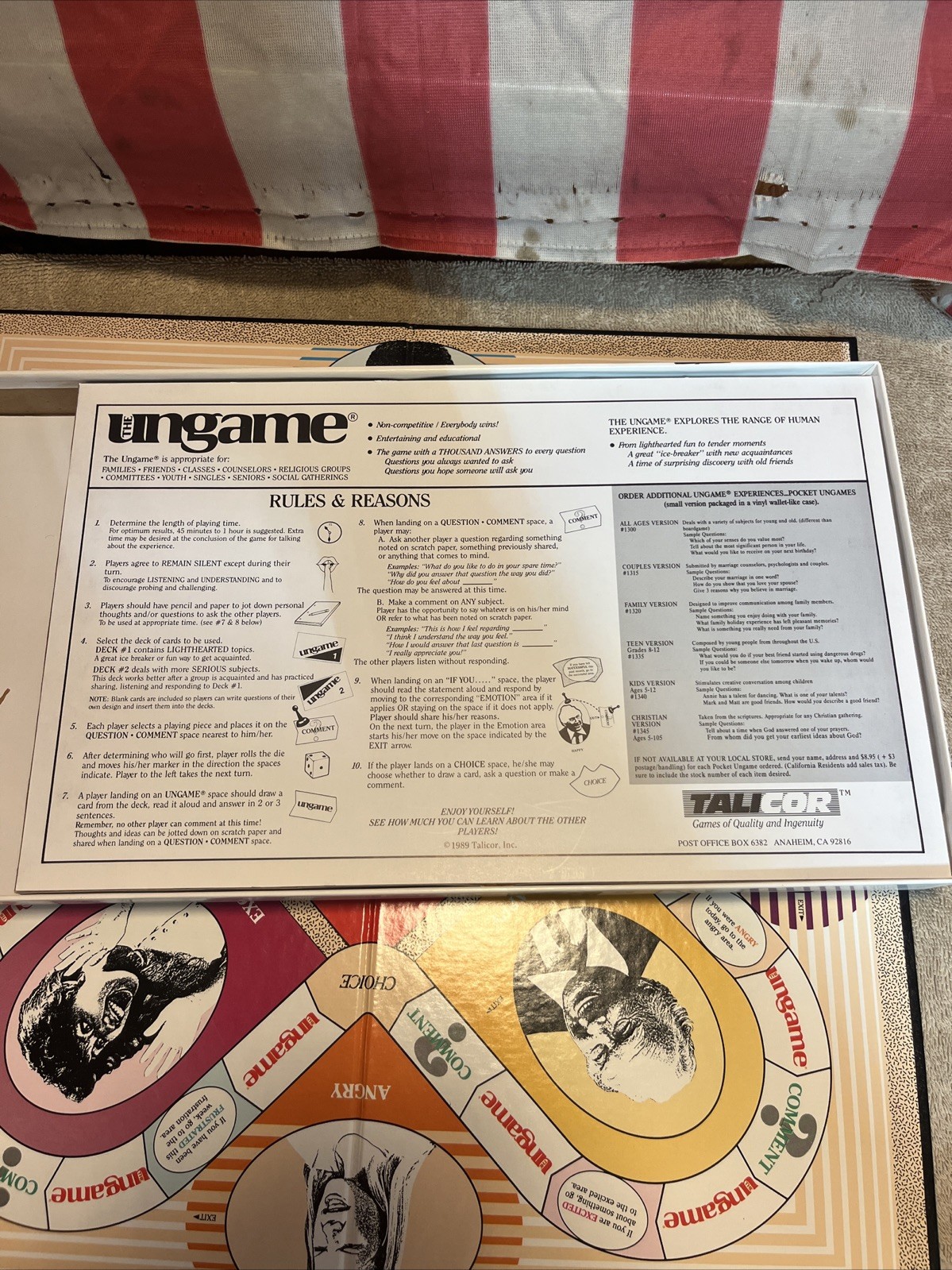 VTG The Ungame, Christian Version. 1989 By Talicor, Creator Dr Dobson, Made USA