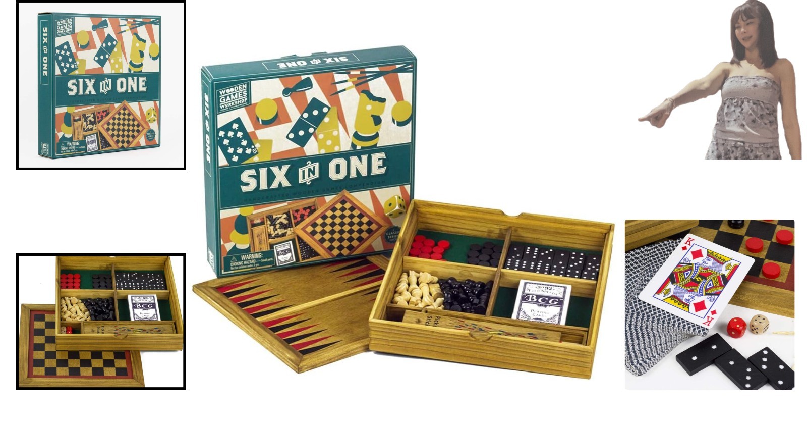 6 Classic Games in One – Beautifully Crafted Portable Wooden Game Set
