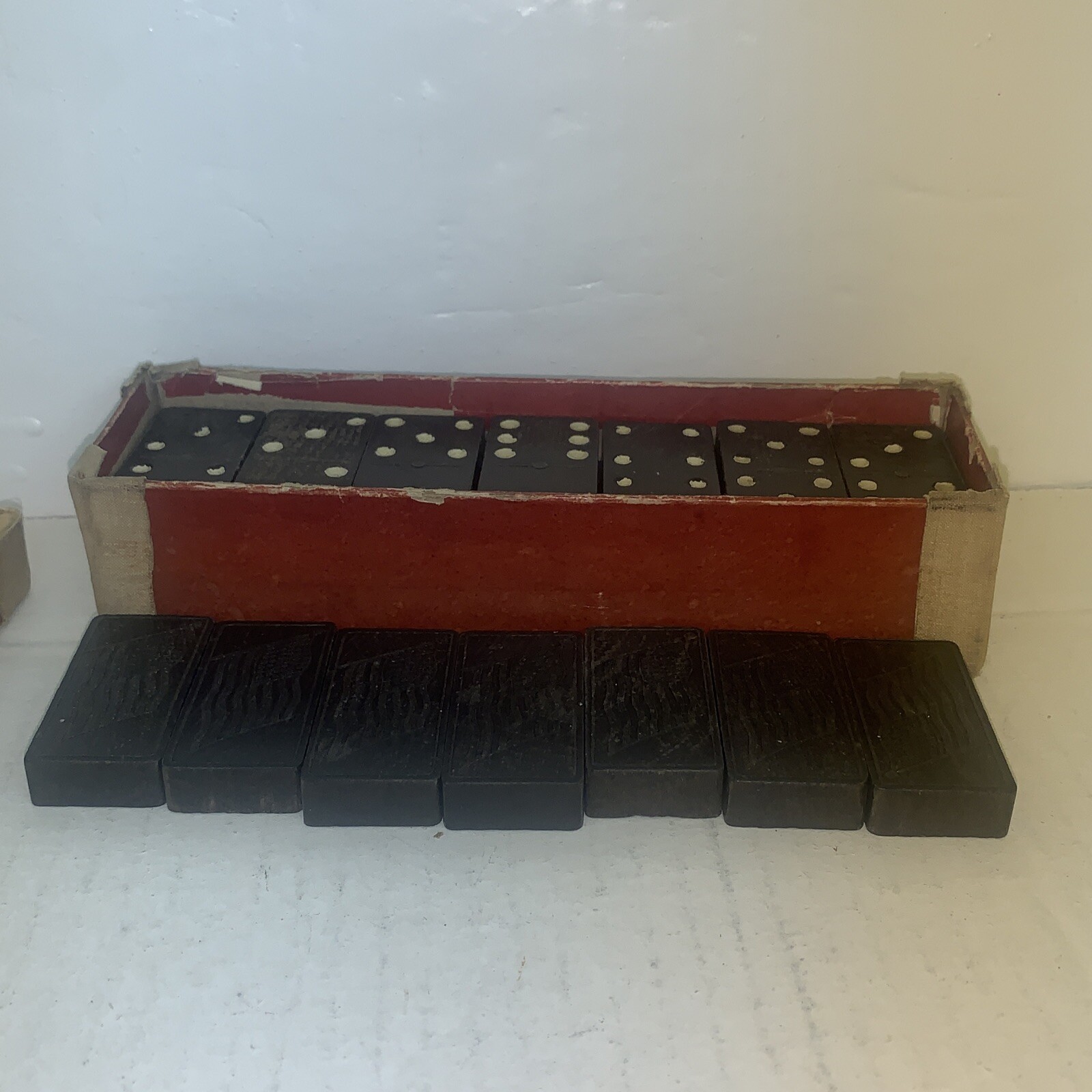 Vintage Patriotic USA Flag Embossed Dominos Game in Original Box