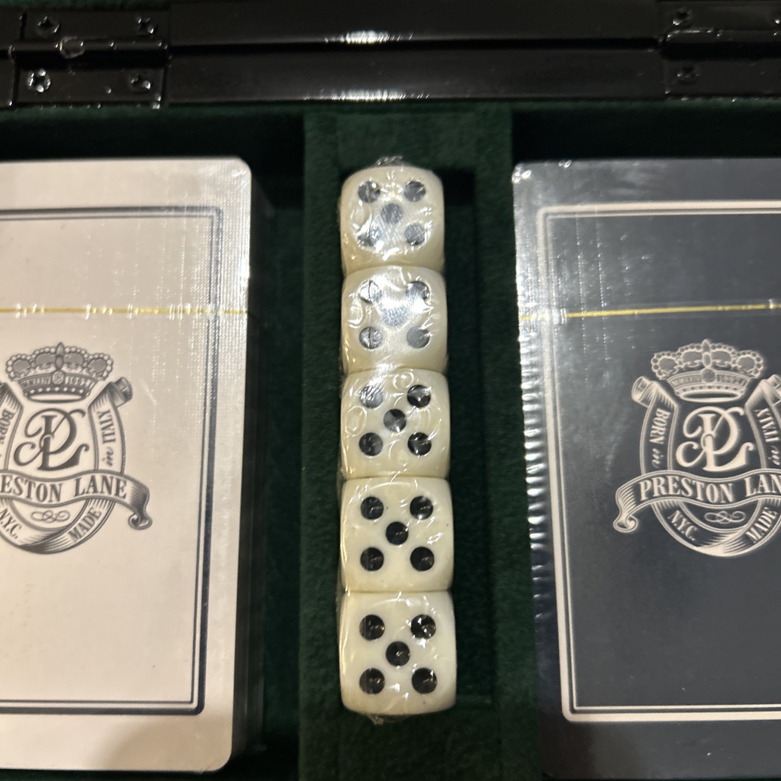 Chester Luxury Game Box – Wooden Playing Card & Dice Set with Velvet Lining –…