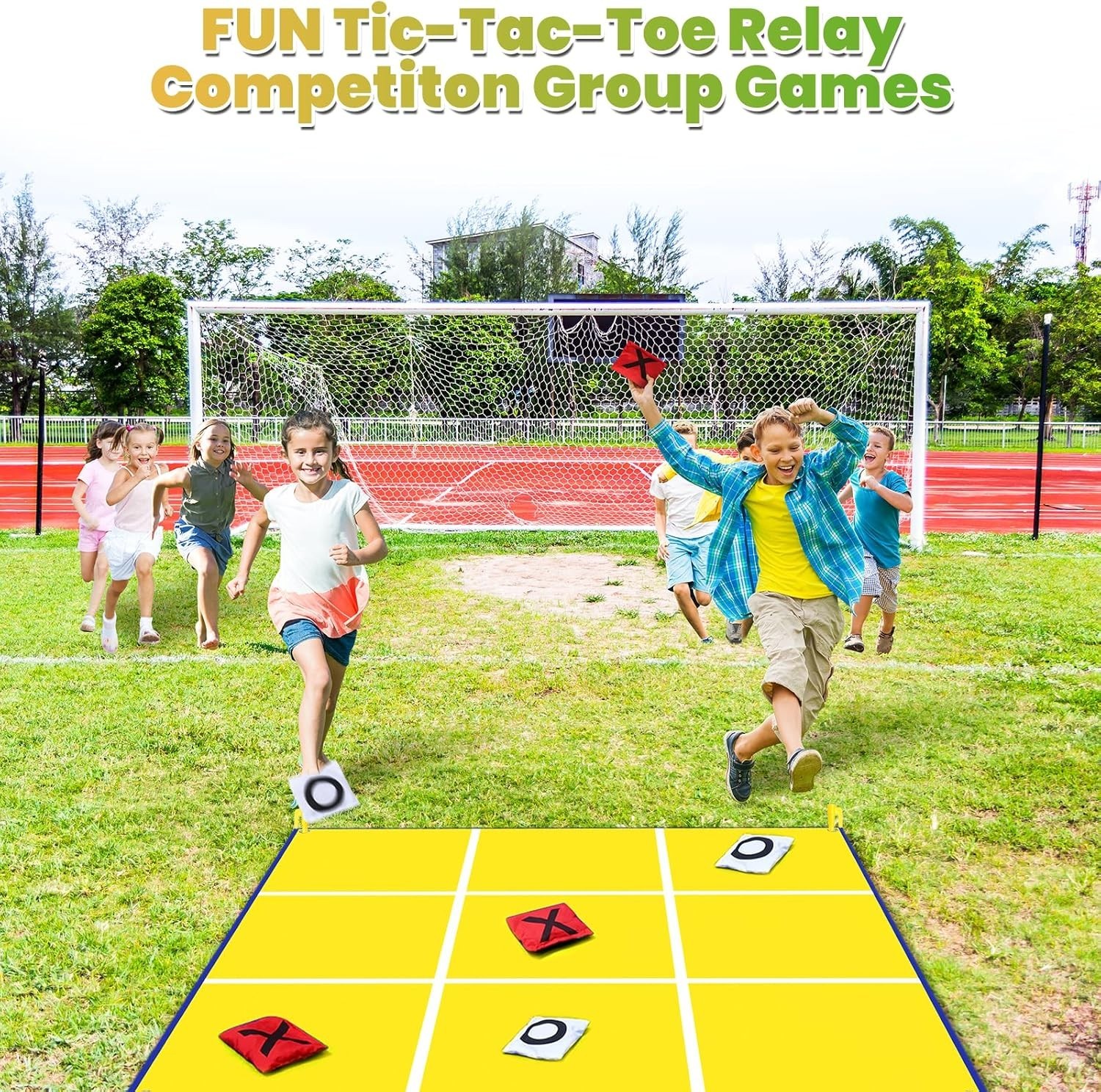 Giant 4.5ft Outdoor Tic Tac Toe & Bean Bag Toss Game Set for Kids Adults