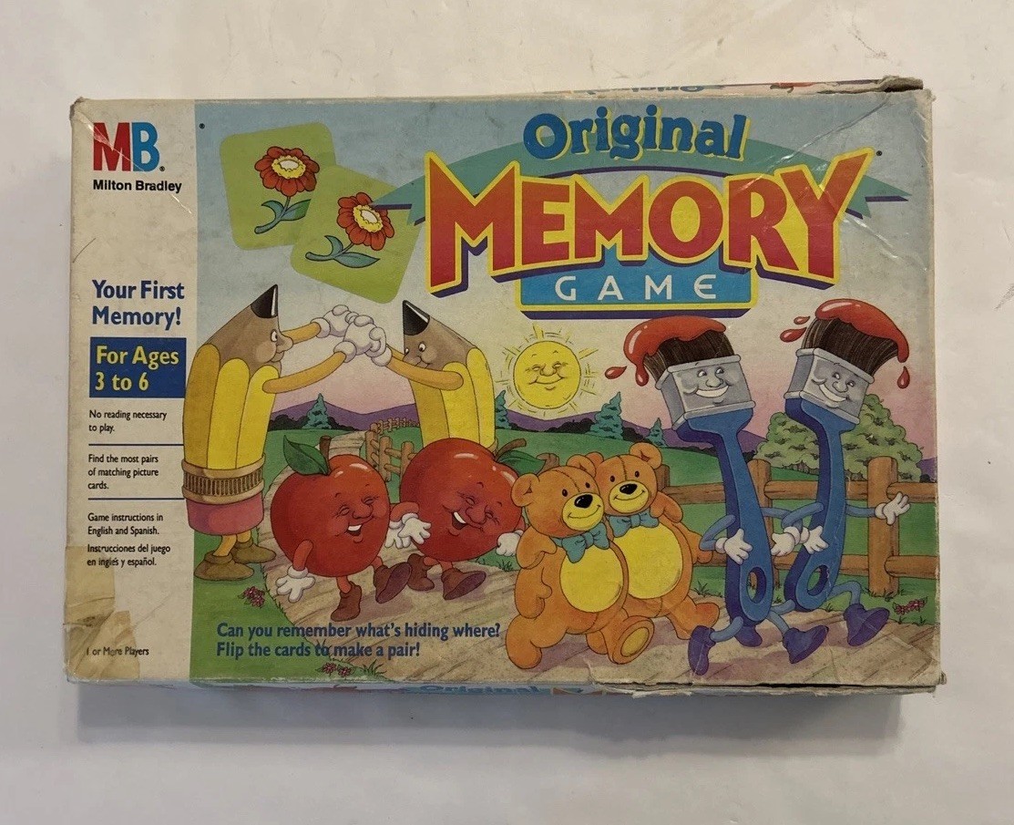 Vintage Kids Board Game 1990 Milton Bradley Original MEMORY Game
