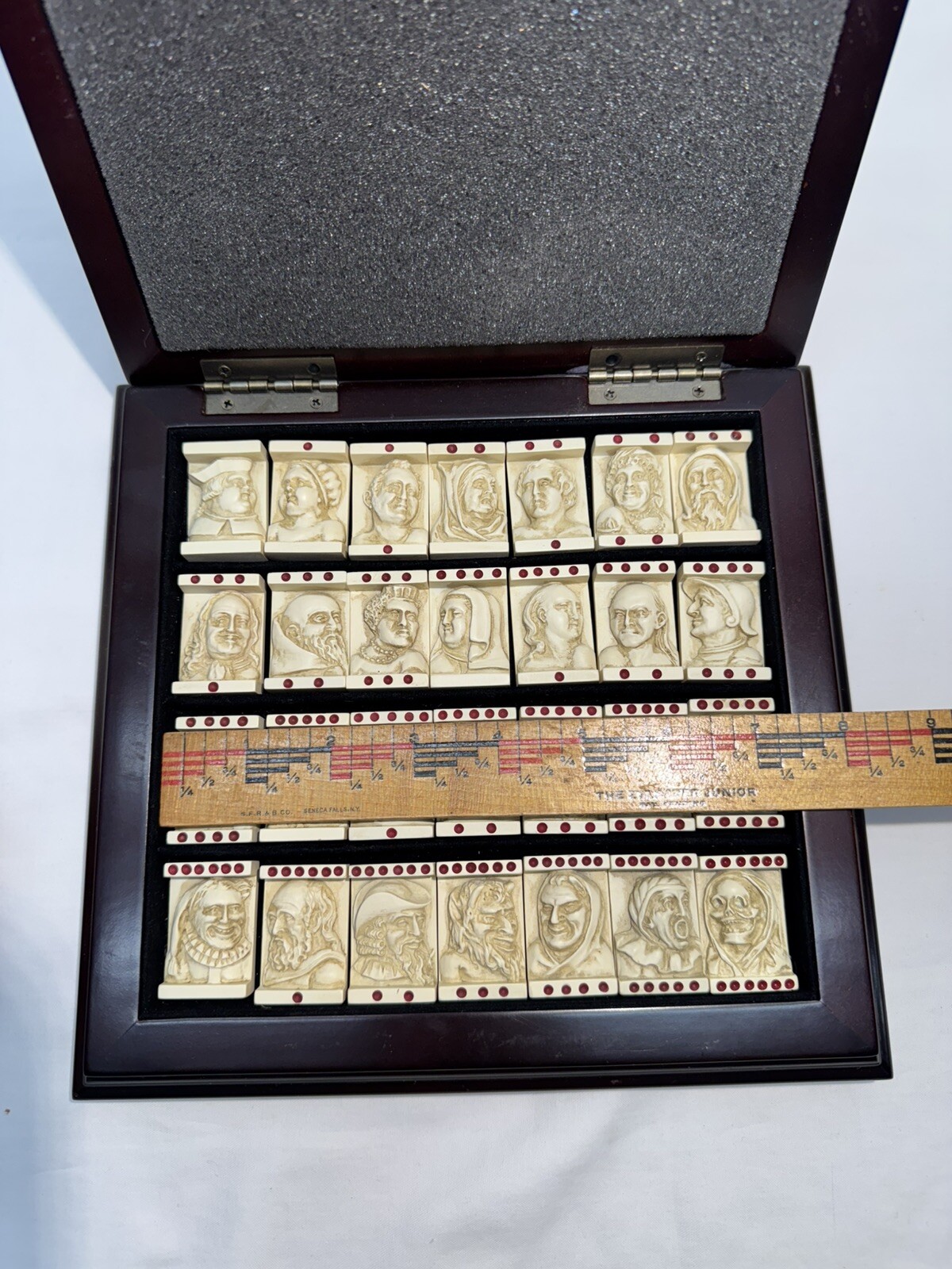 Dutch Renaissance Dominos Gothic Revival Grotesque Medieval Set In Wood Case AM