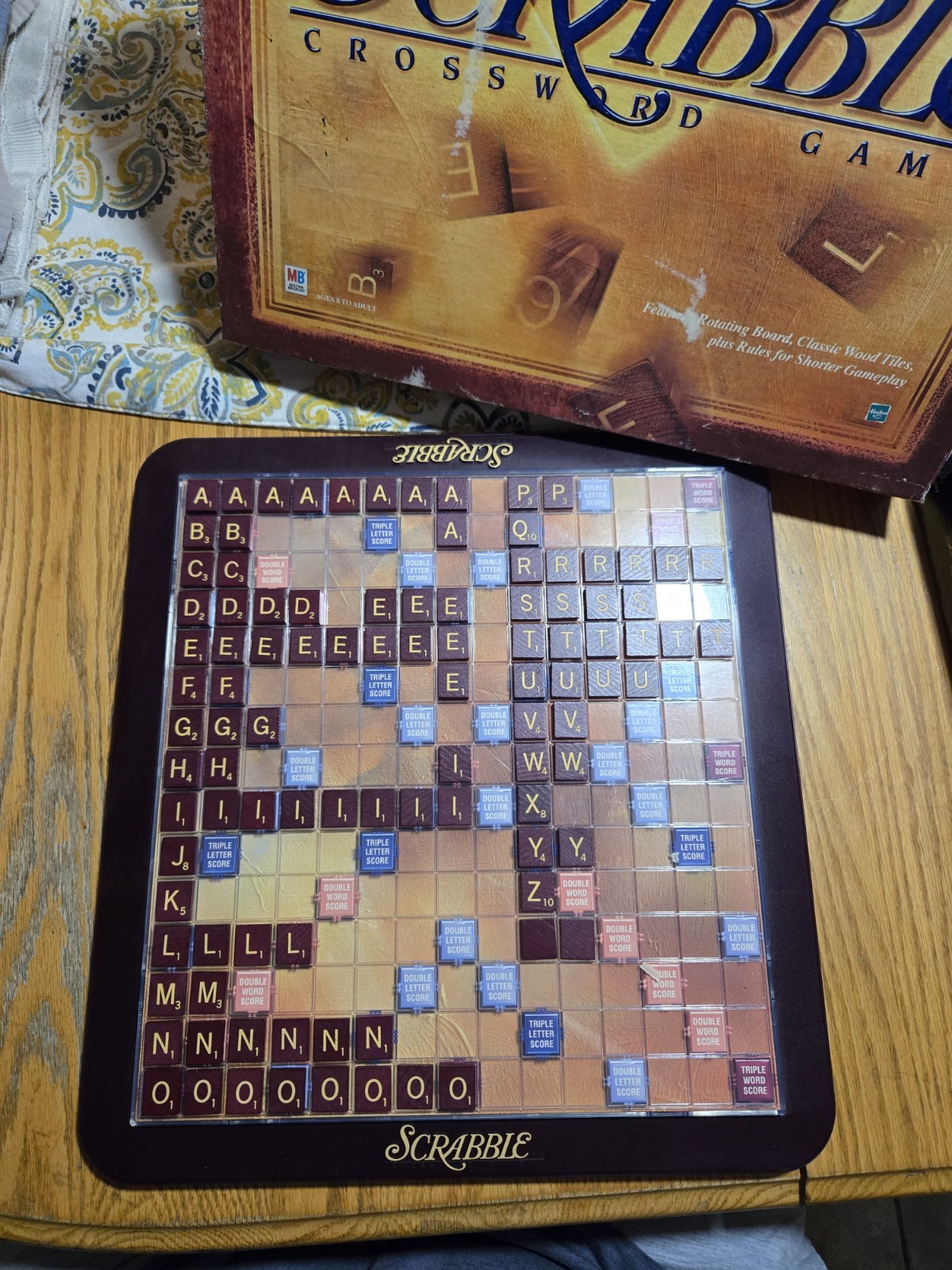 Scrabble Deluxe Edition 1999 Crossword Game Turntable Board Wood Tile Complete