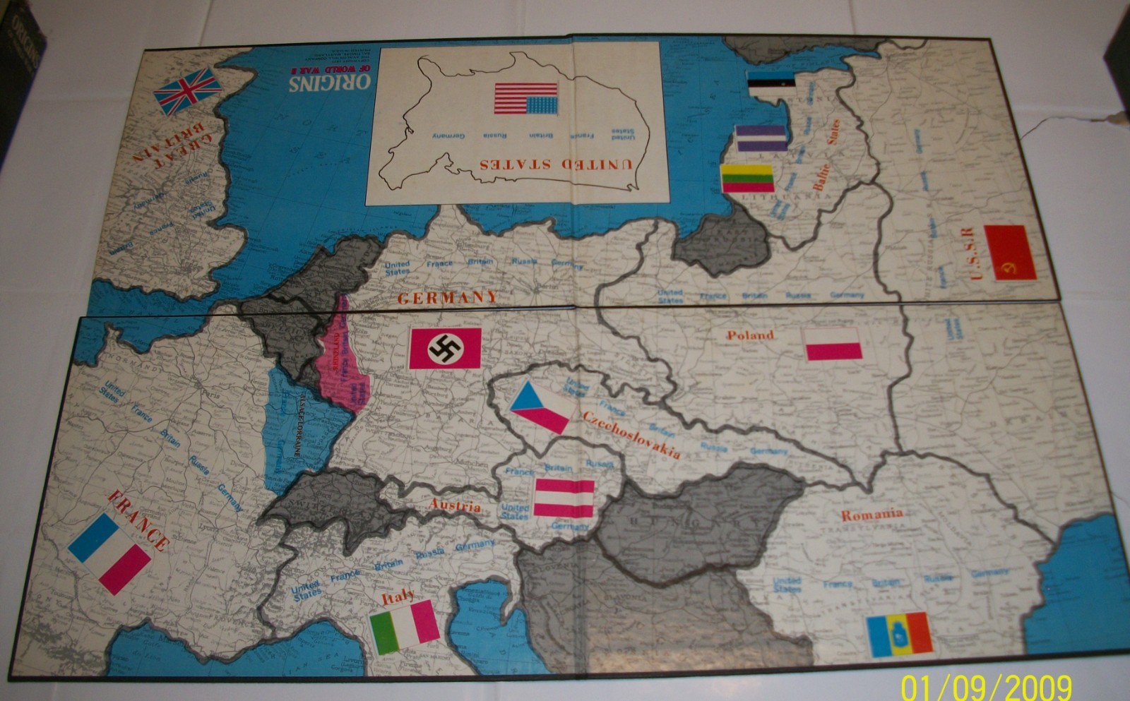 Avalon Hill 1972 Bookcase Game : Origins of World War II used, Not Complete