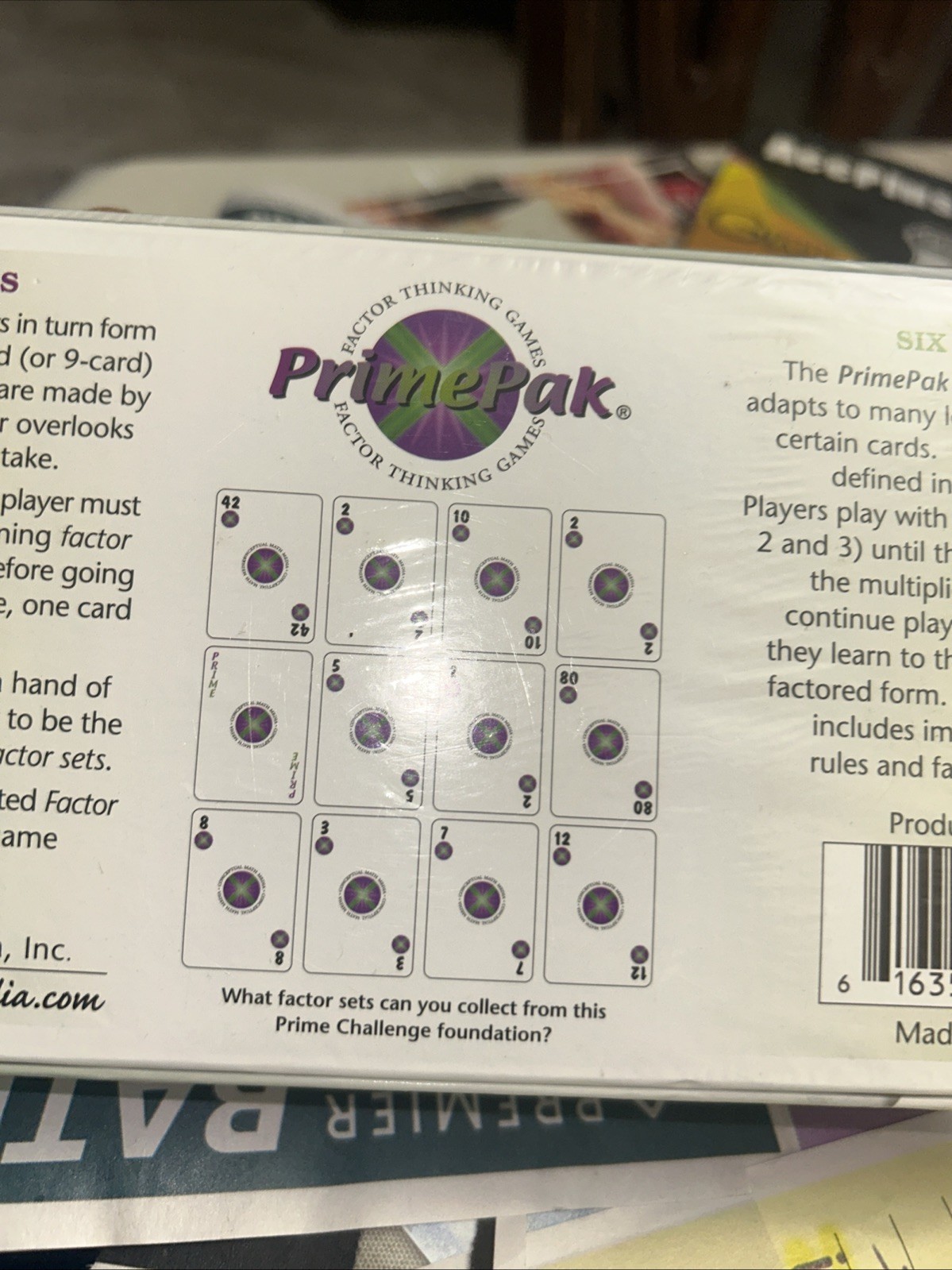 PrimePak Four Math Card Games Factor Sets From Creators of Equate Homeschool