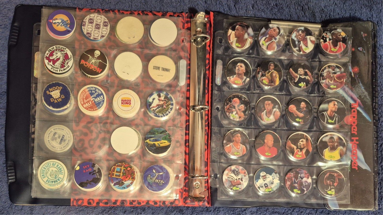 POGS LOT 229 TOTAL IN POCKET PAGES + TRAPPER KEEPER BINDER JOTS SNAPS CAPS