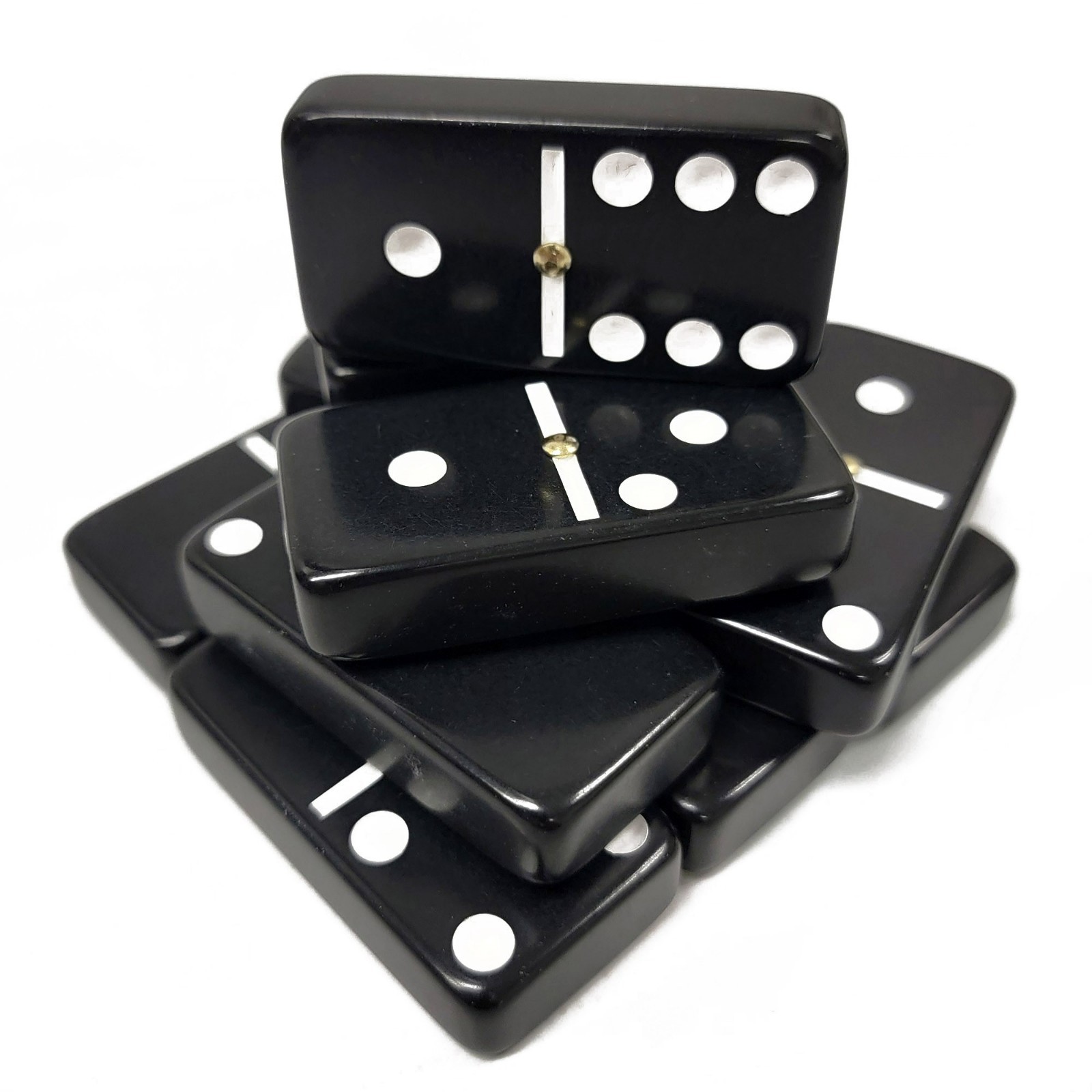 Domino Double Six 6 Black Jumbo Tournament Pro Size with Spinners – Wood Box